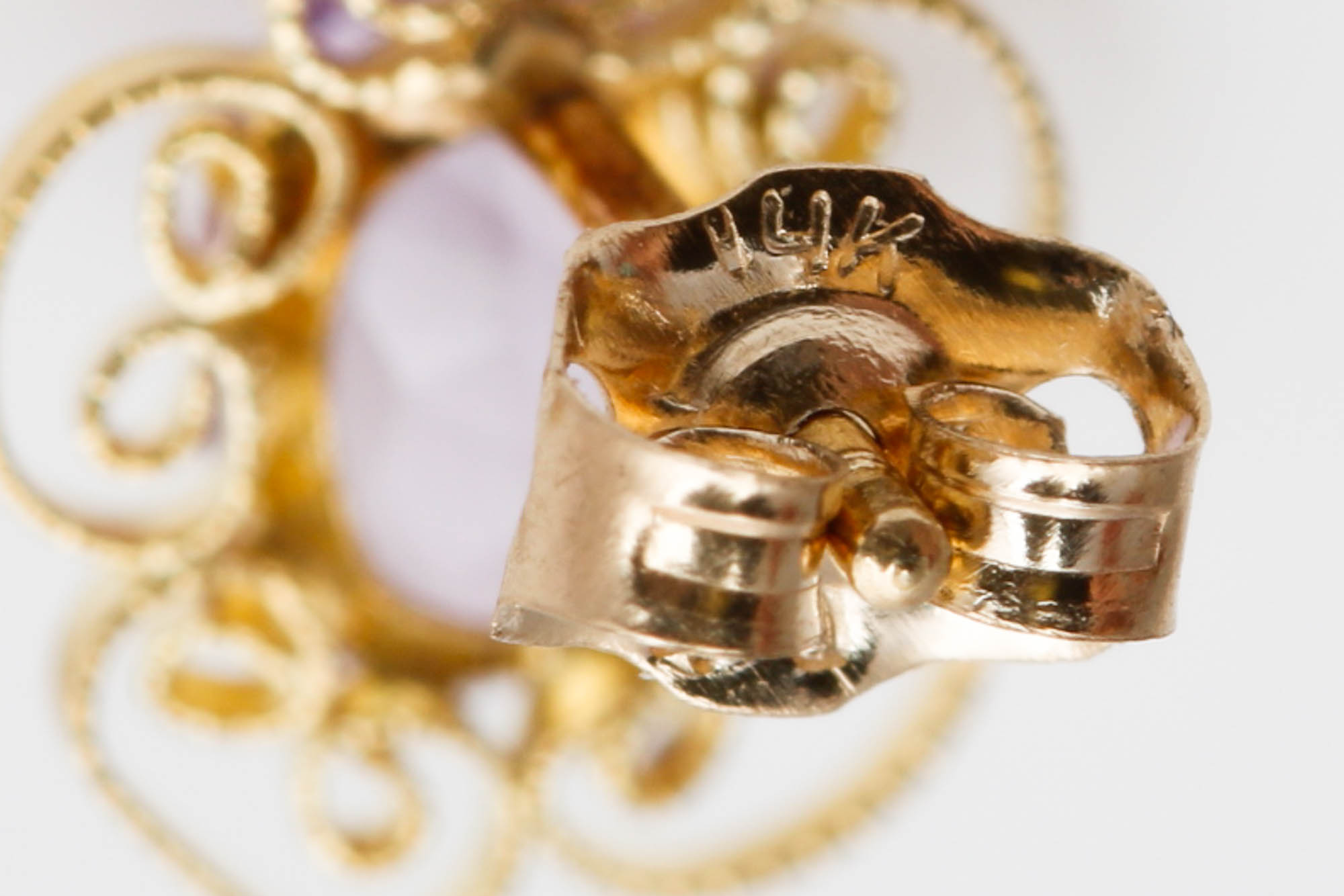 14K Yellow Gold Amethyst Earrings