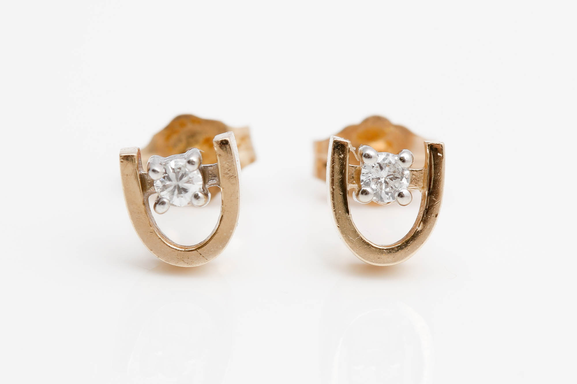14K Yellow Gold Diamond Earrings