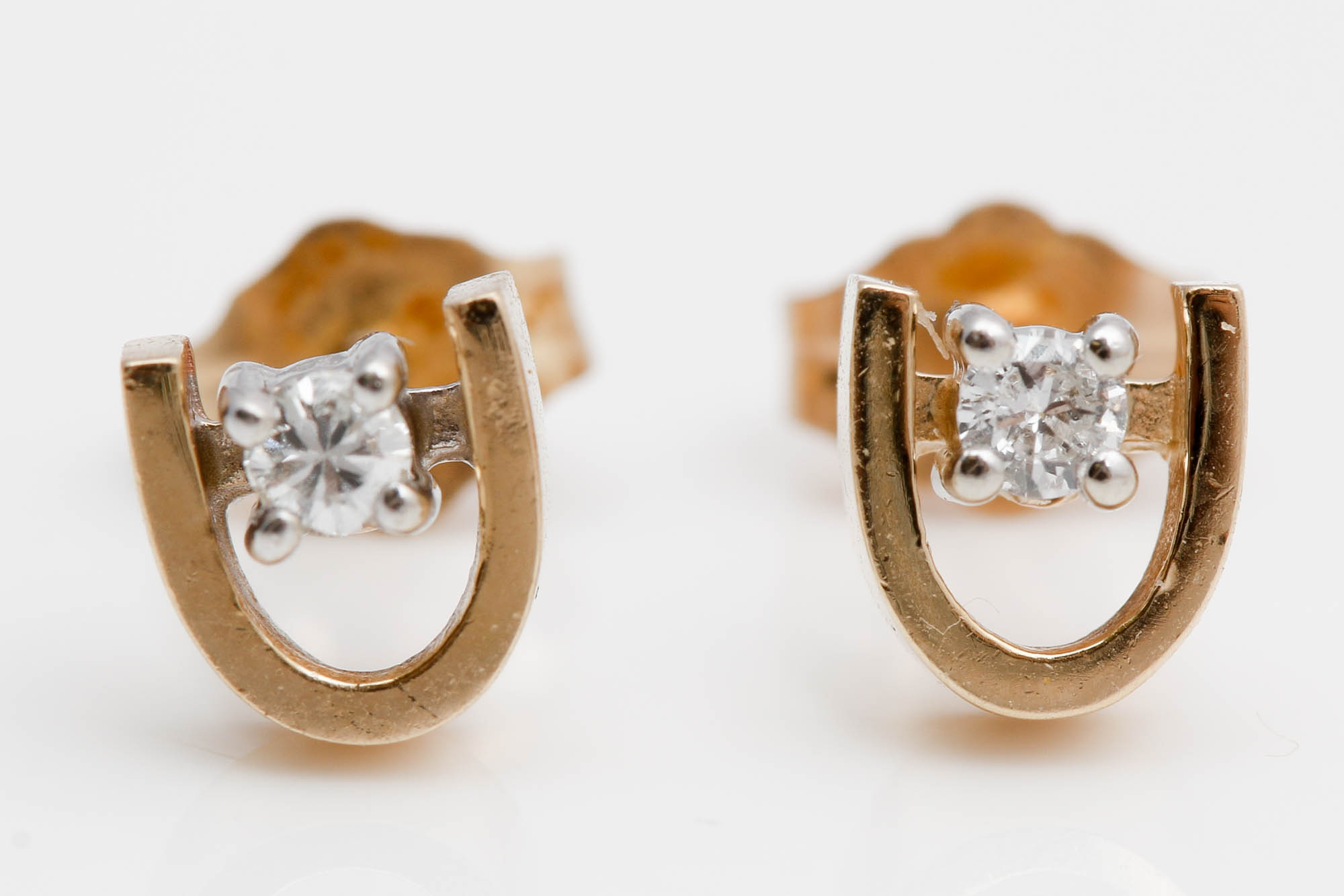 14K Yellow Gold Diamond Earrings