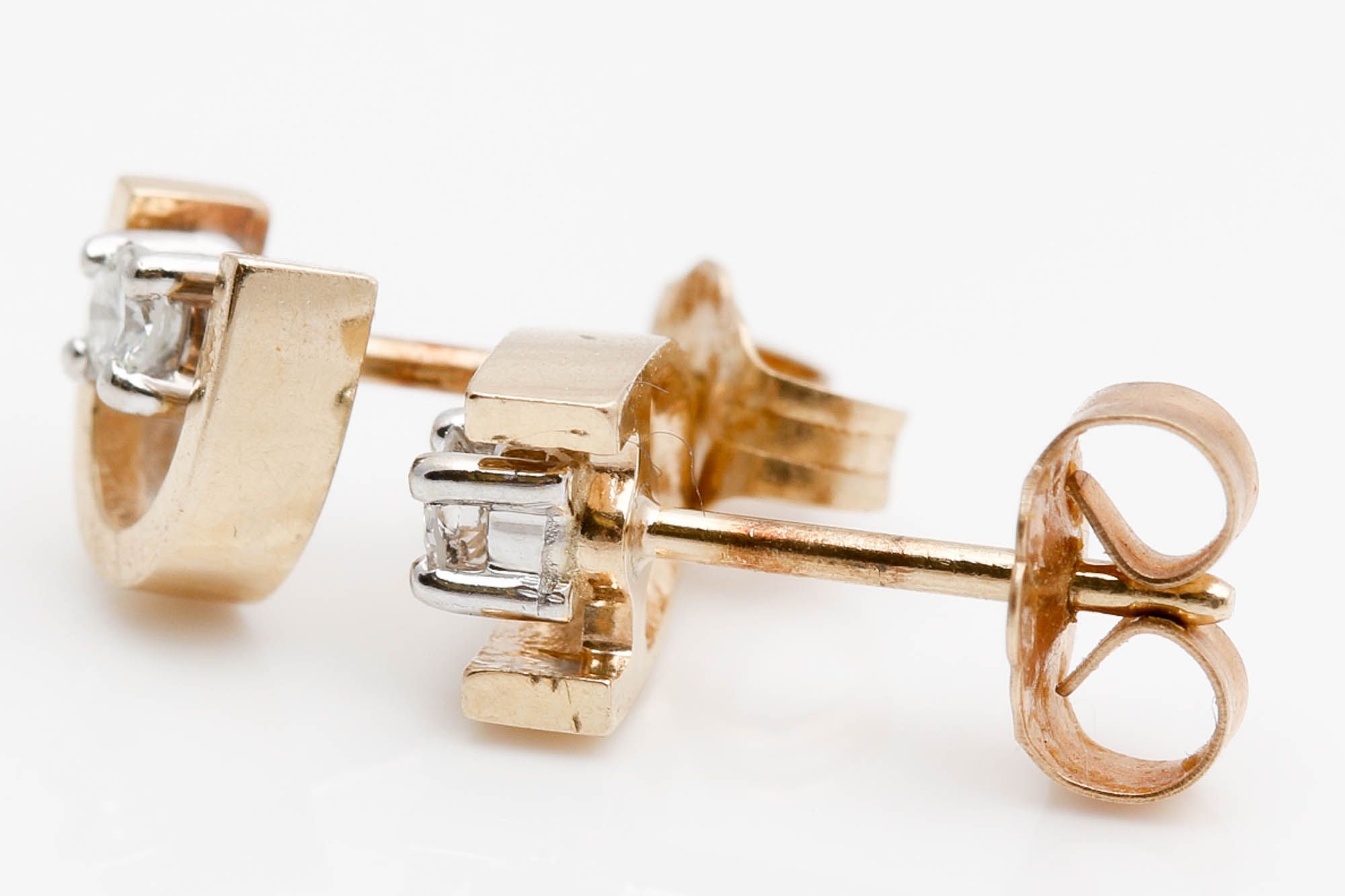 14K Yellow Gold Diamond Earrings