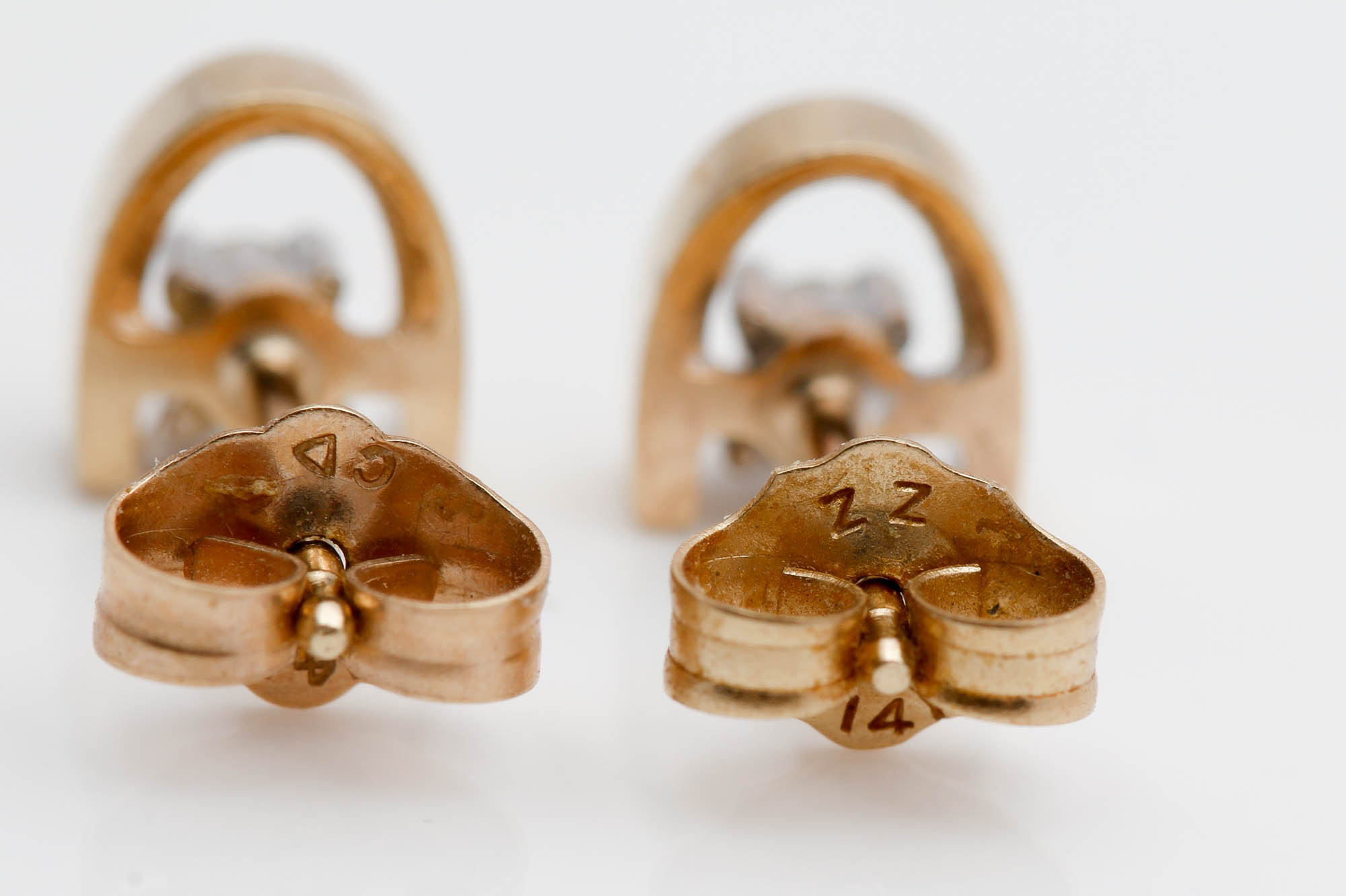 14K Yellow Gold Diamond Earrings