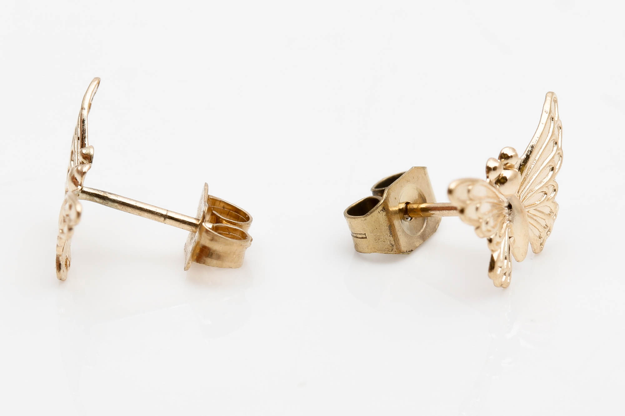 14K Yellow Gold Butterfly Studs