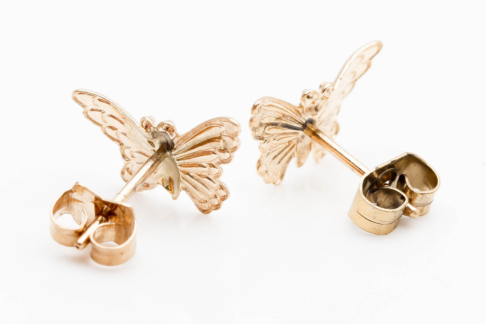14K Yellow Gold Butterfly Studs
