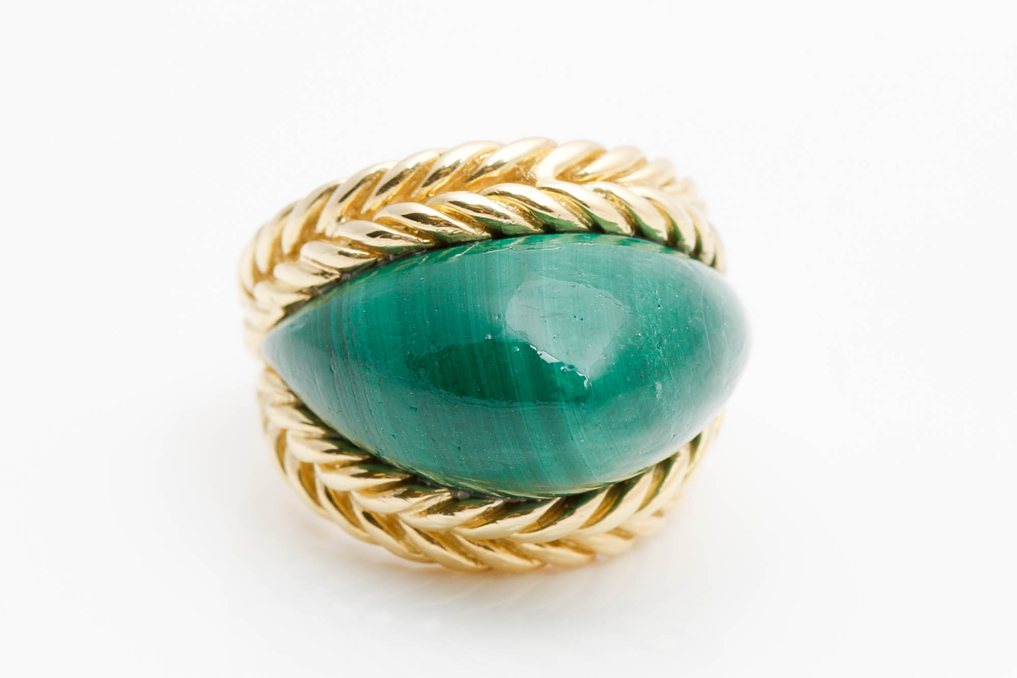 18K Yellow Gold Malachite Ring