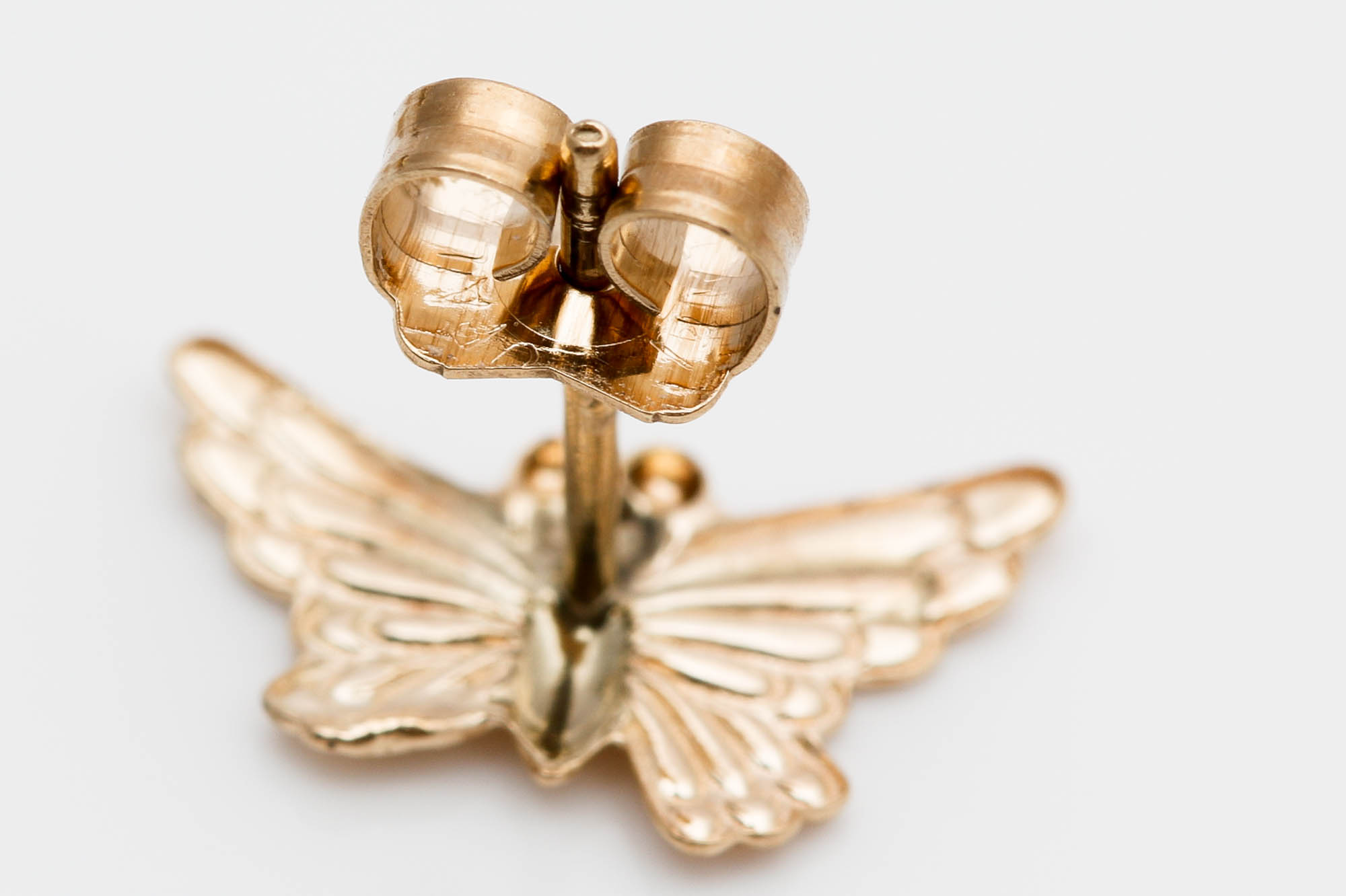 14K Yellow Gold Butterfly Studs