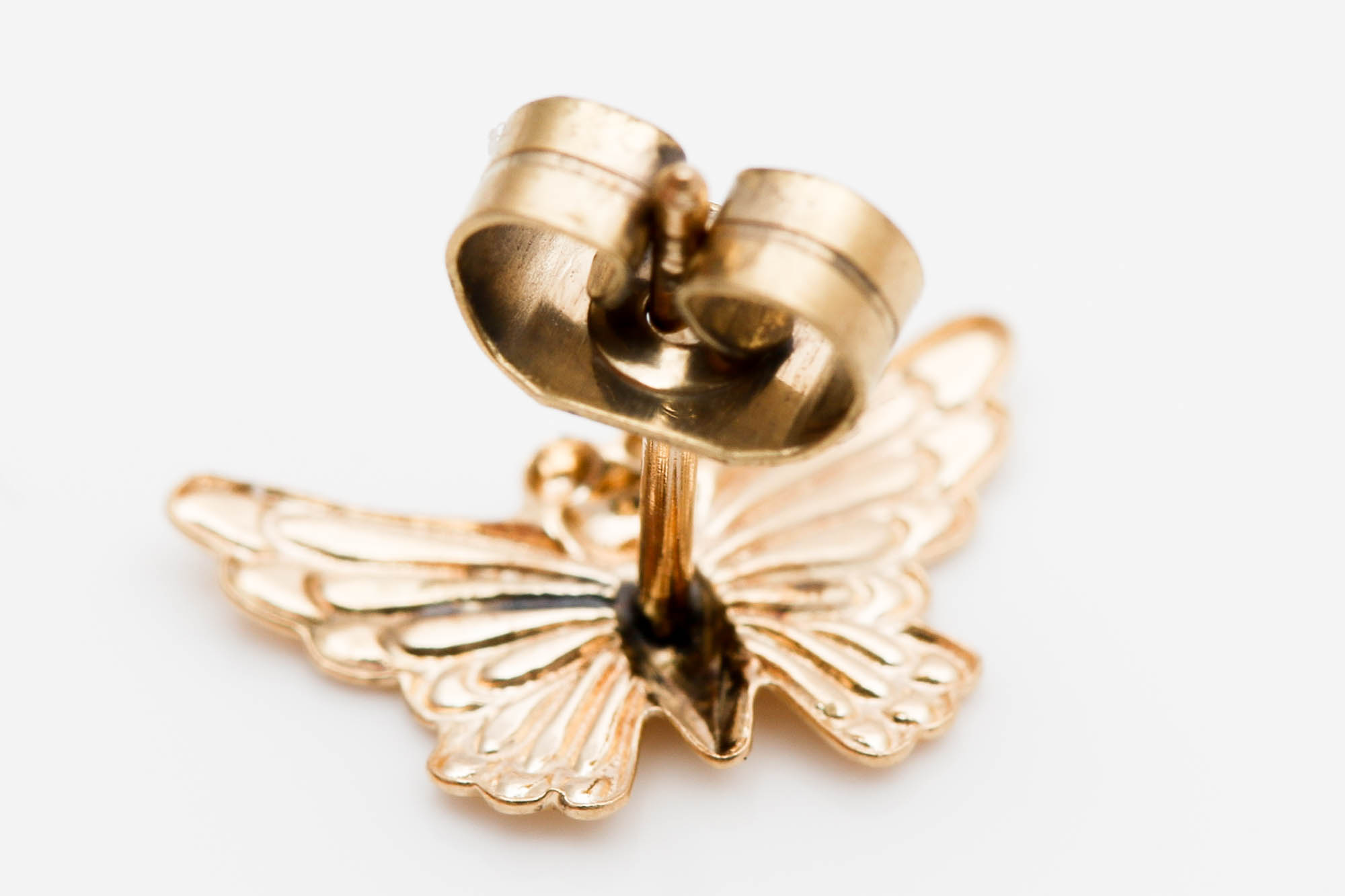 14K Yellow Gold Butterfly Studs