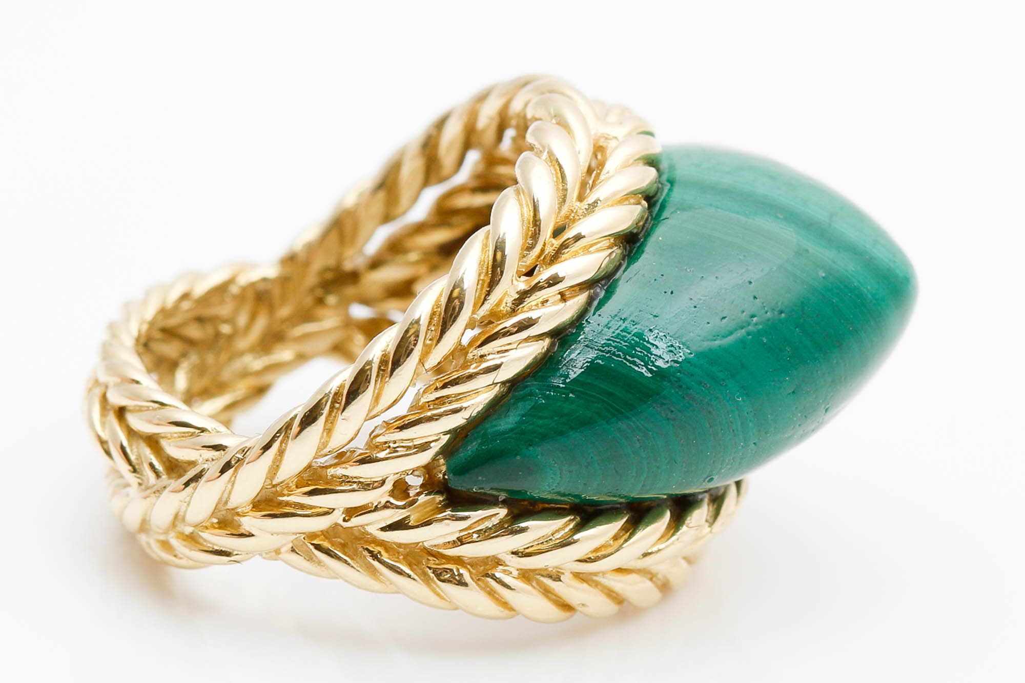18K Yellow Gold Malachite Ring