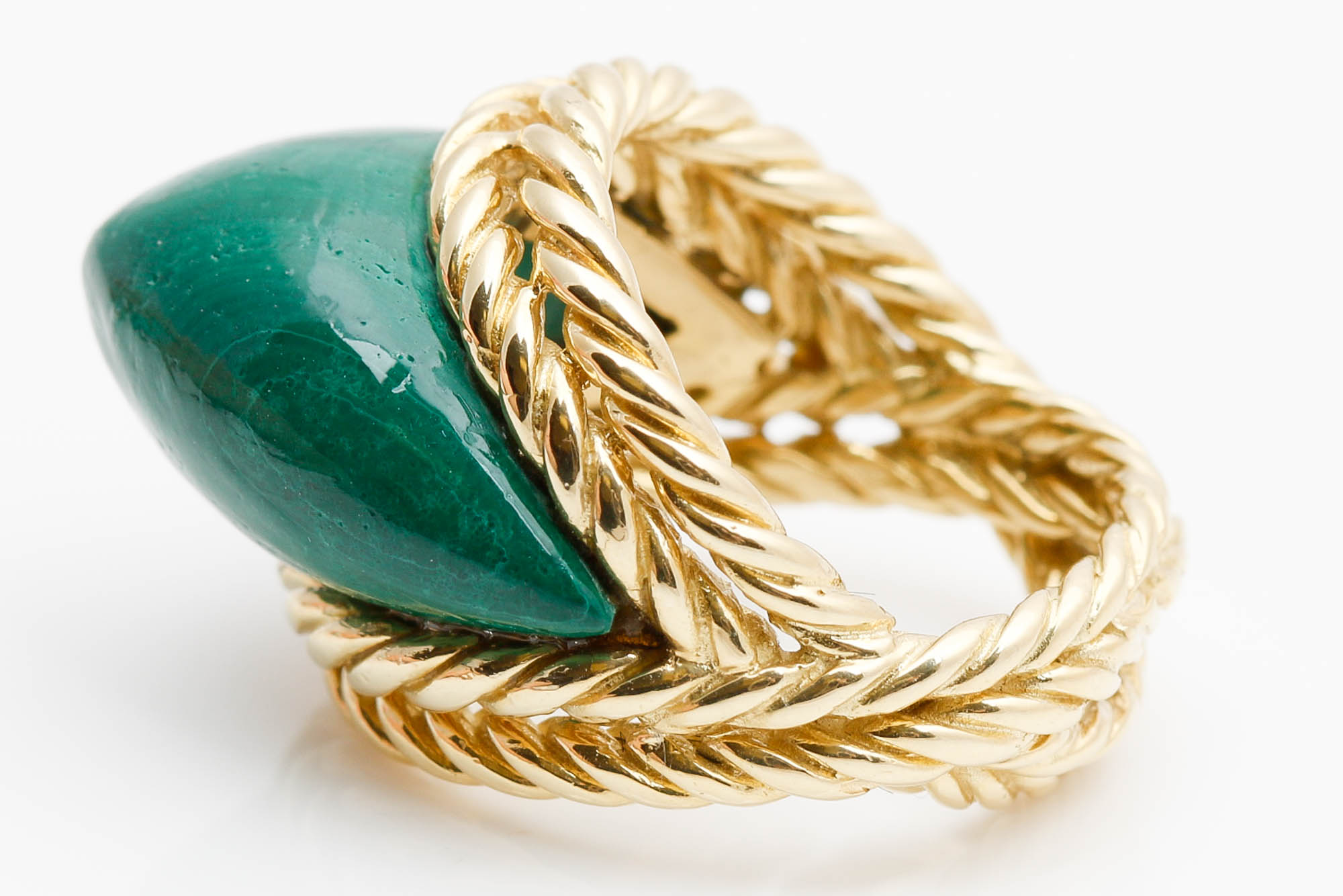 18K Yellow Gold Malachite Ring