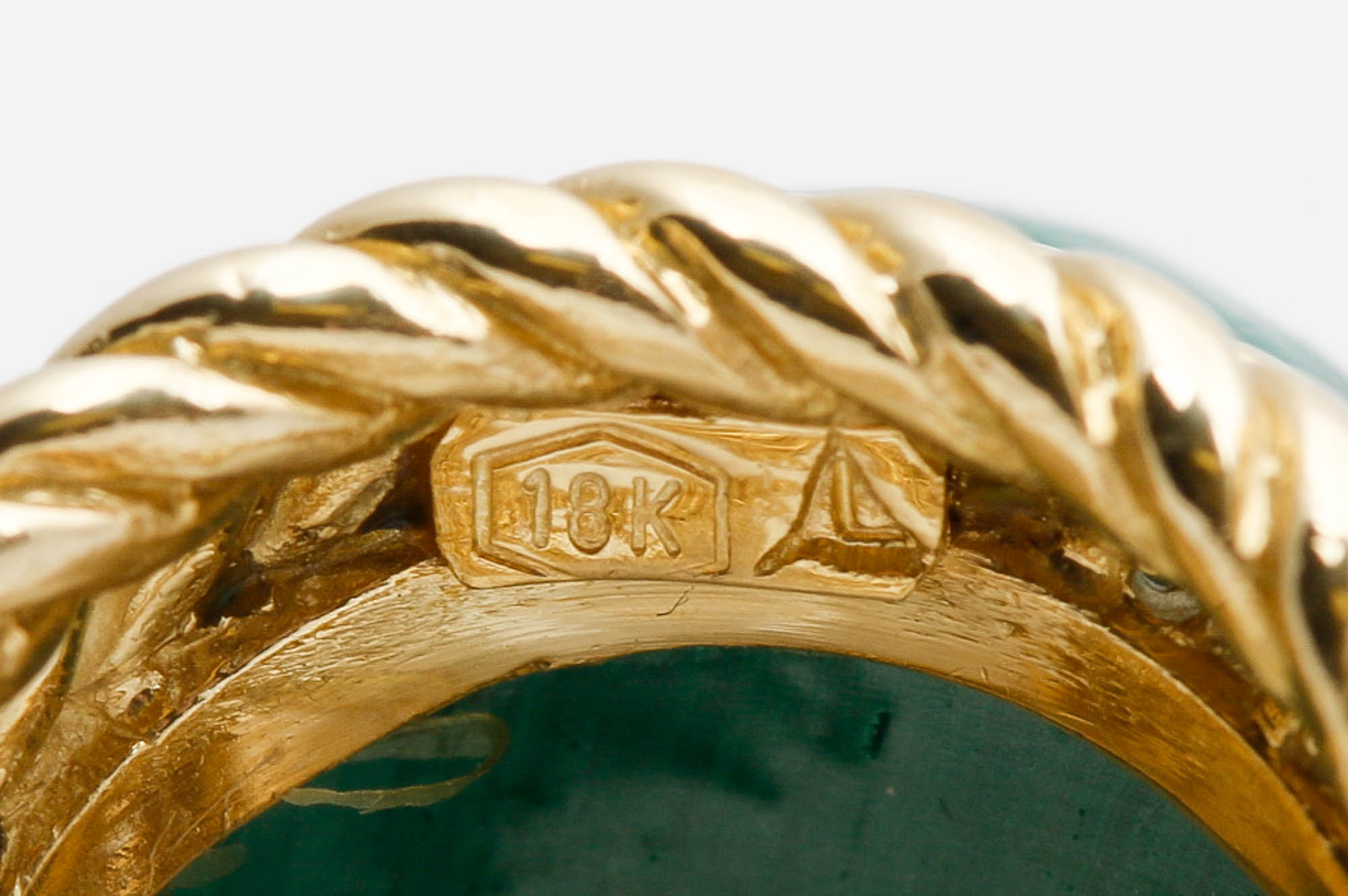 18K Yellow Gold Malachite Ring