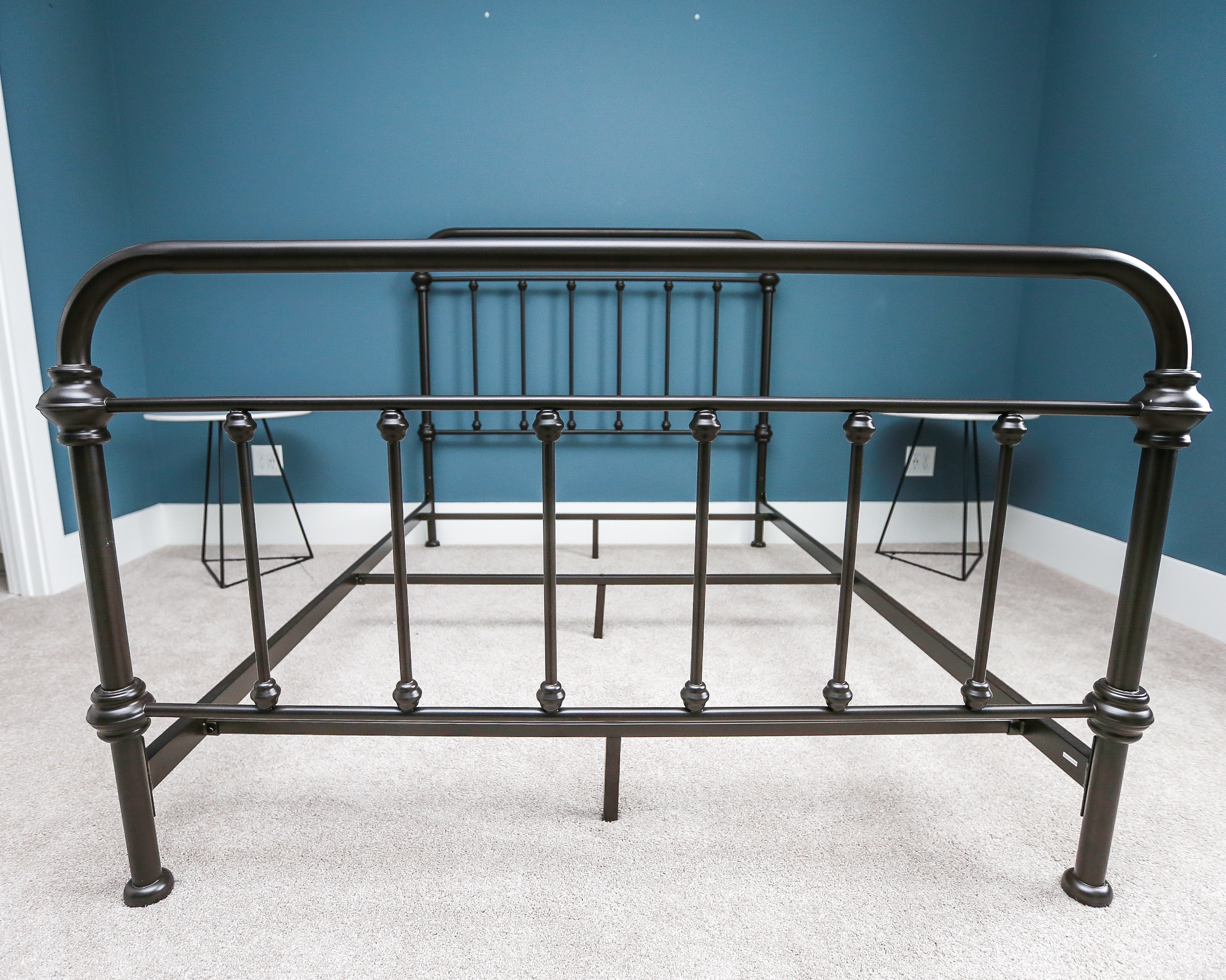 Contemporary Full Size Metal Spindle Bed Frame