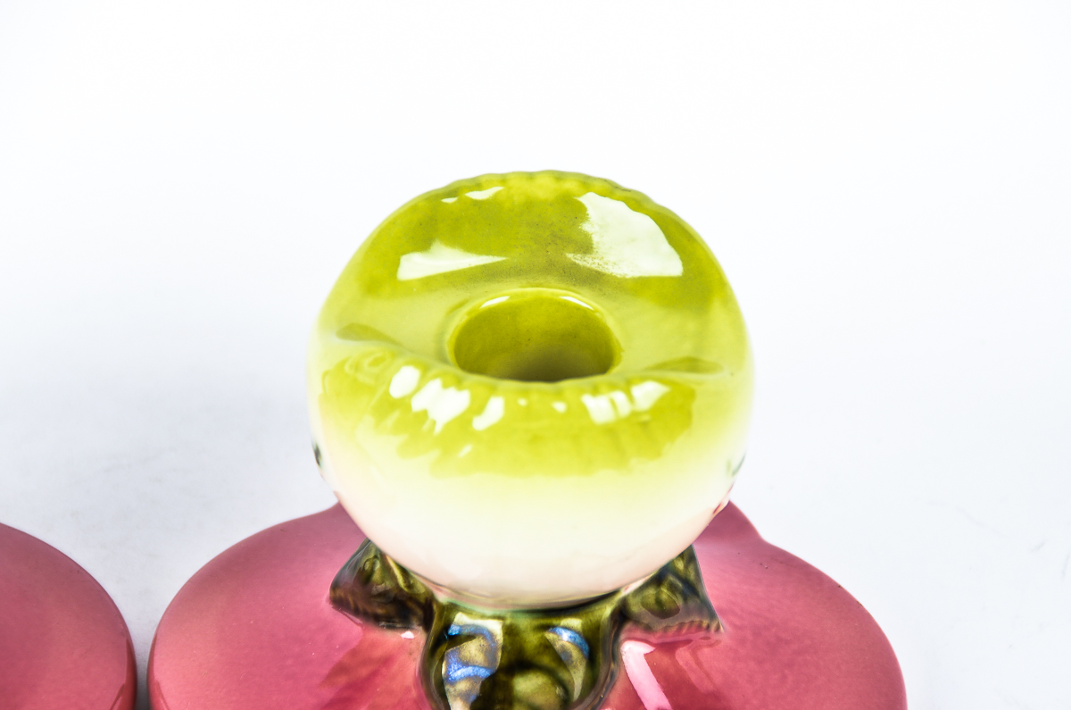 Pair of Hull Pottery Woodland 3.5" Candle Holders