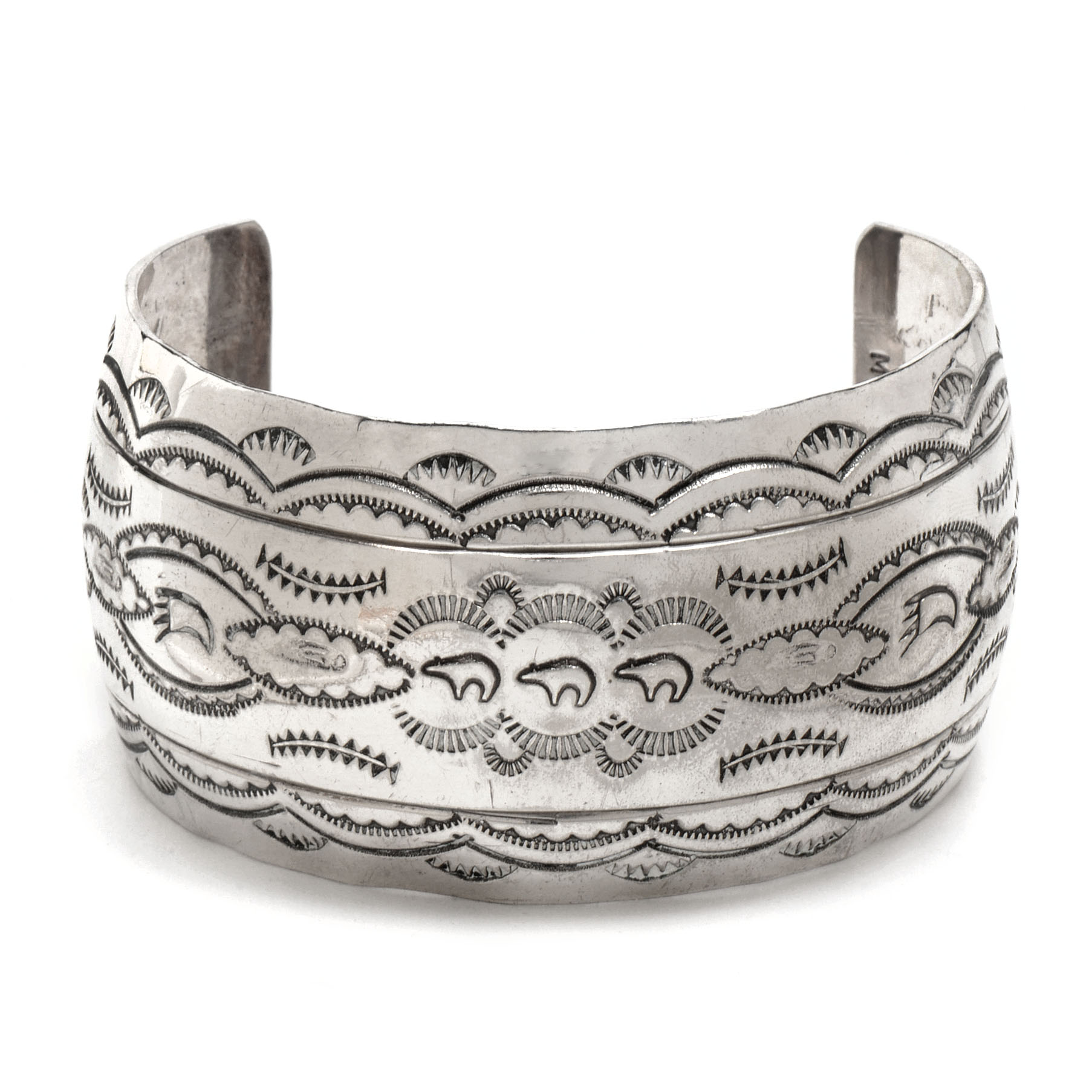 Signed Marie Morgan Navajo Sterling Silver Cuff Bracelet