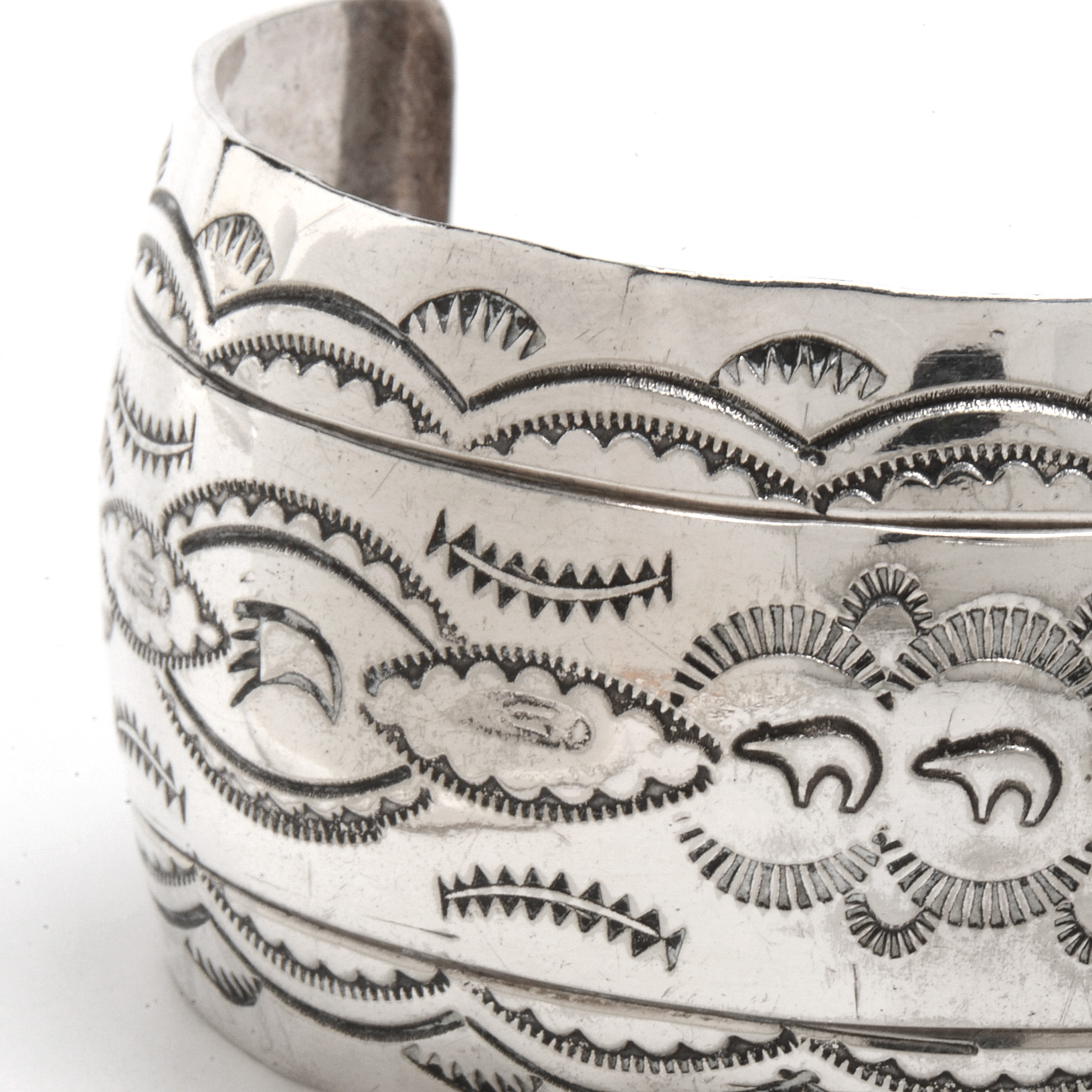 Signed Marie Morgan Navajo Sterling Silver Cuff Bracelet