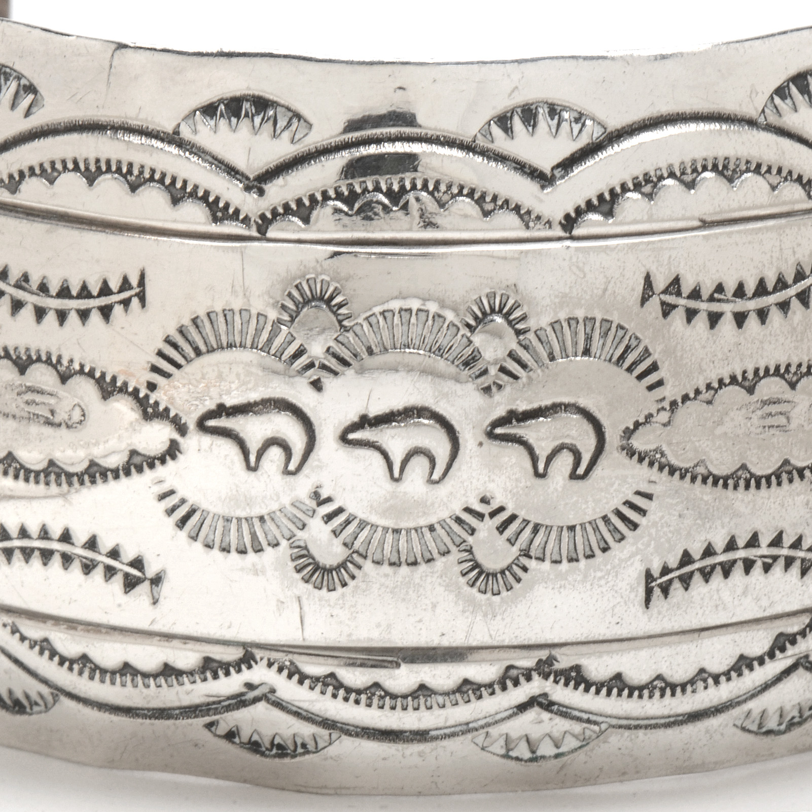 Signed Marie Morgan Navajo Sterling Silver Cuff Bracelet