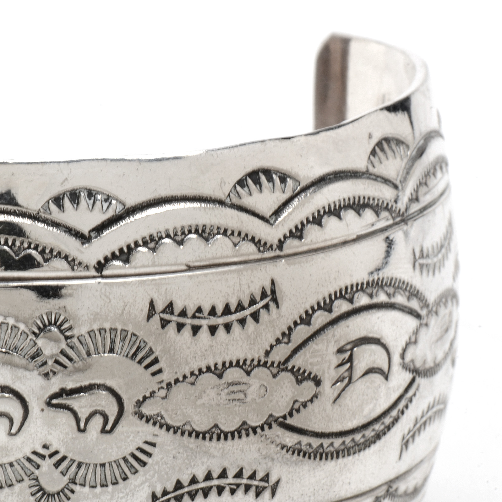 Signed Marie Morgan Navajo Sterling Silver Cuff Bracelet