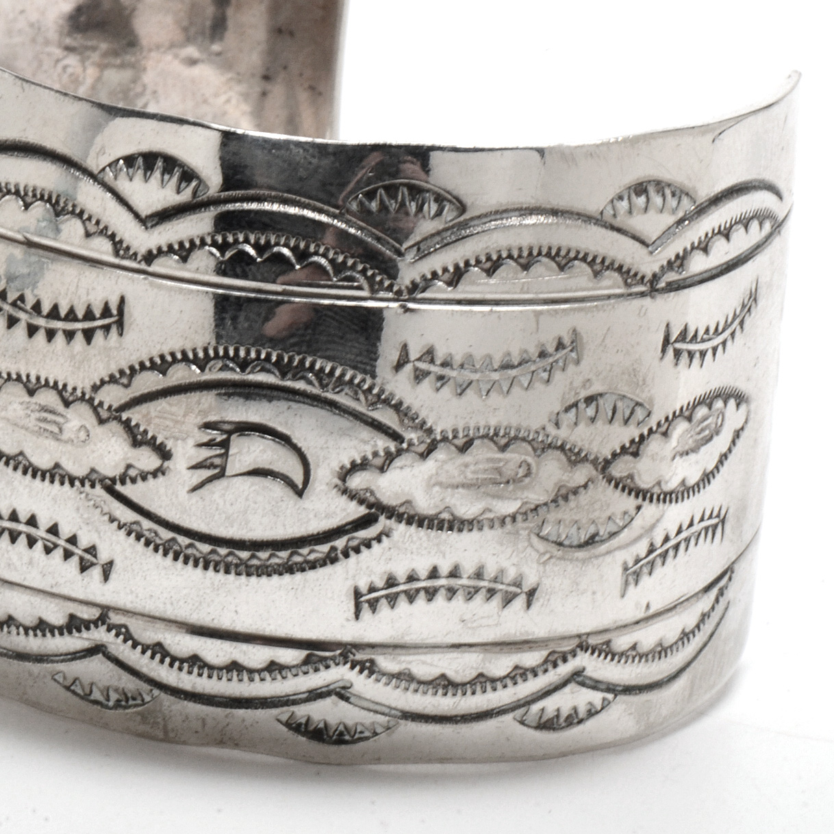 Signed Marie Morgan Navajo Sterling Silver Cuff Bracelet