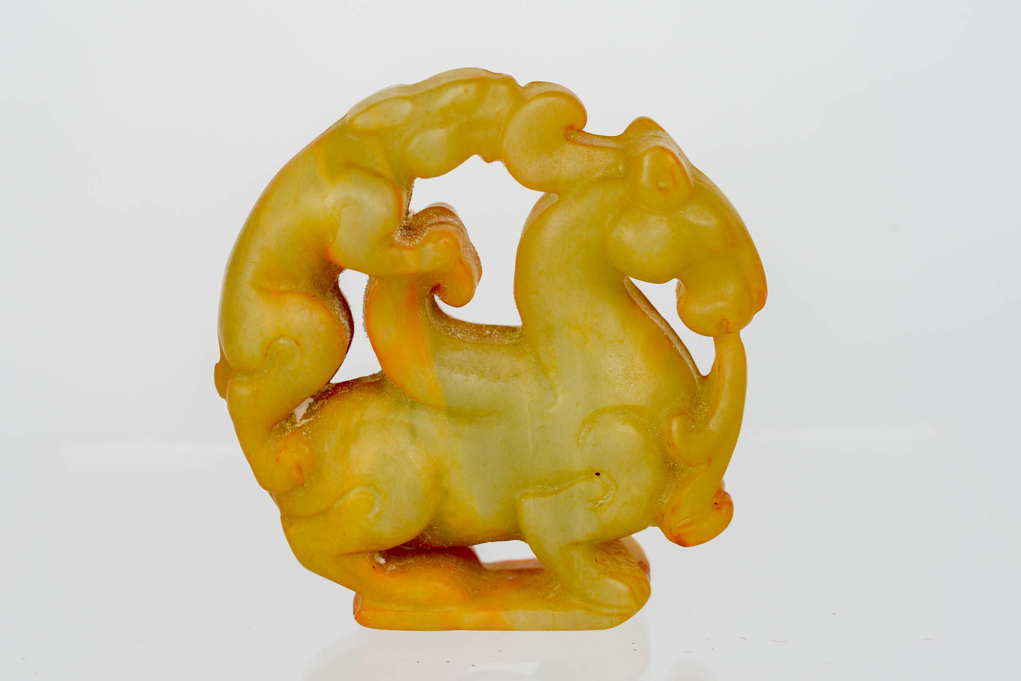 Serpentine Winged Horse and Rabbit Figurine