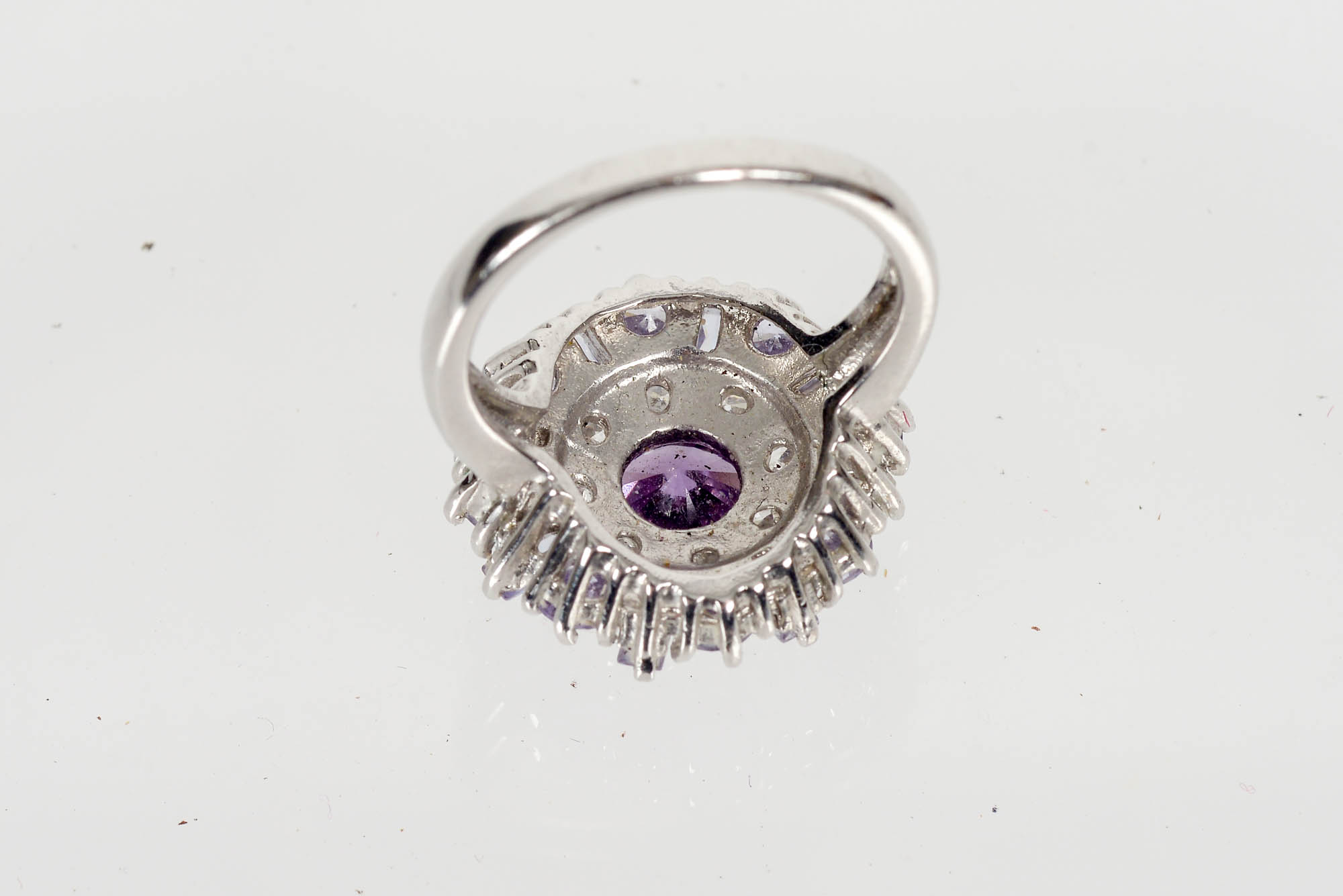 Sterling Silver Ring With Synthetic Purple Zircon, Iolite, and Cubic Zirconia