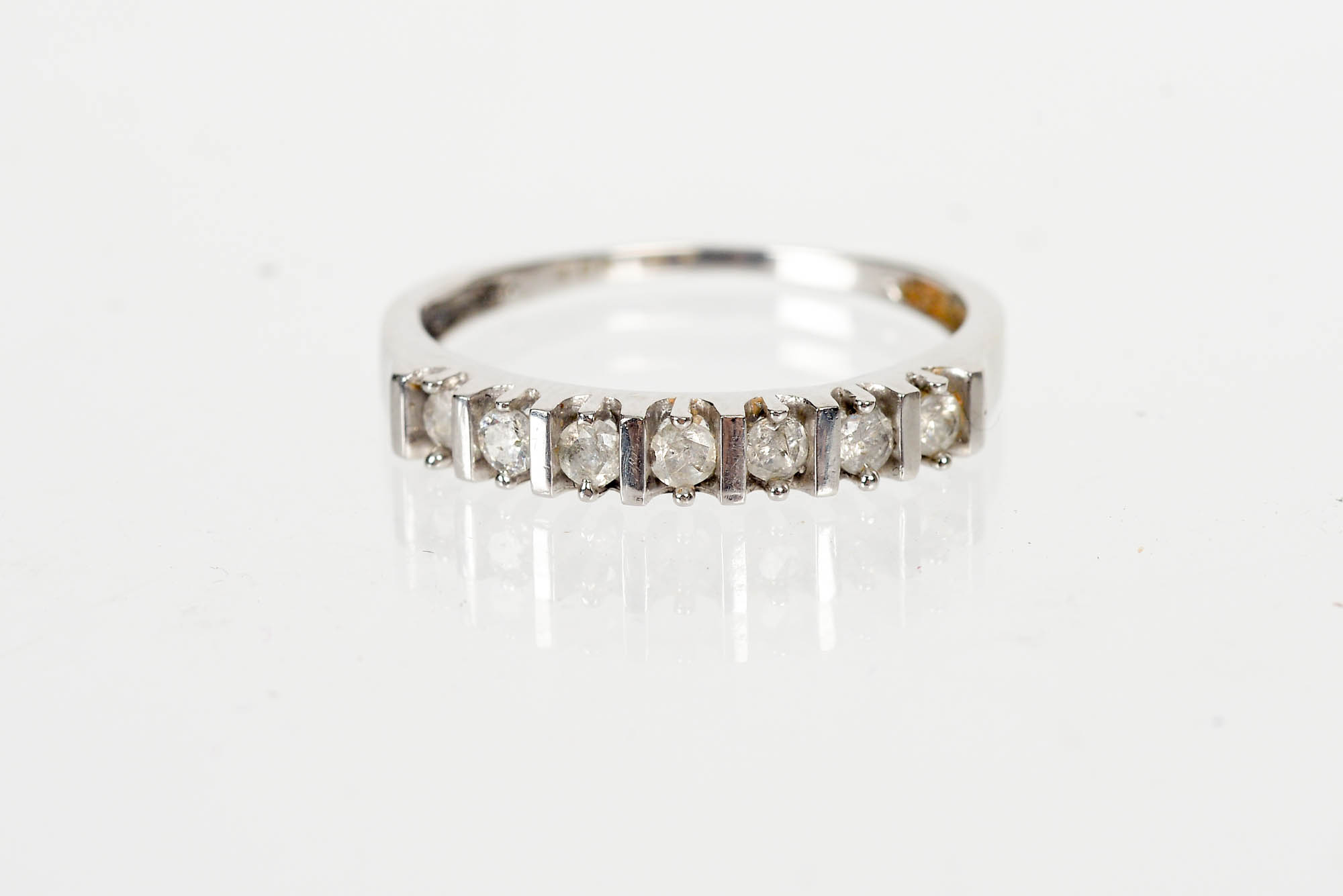 10K White Gold Ring with Diamonds