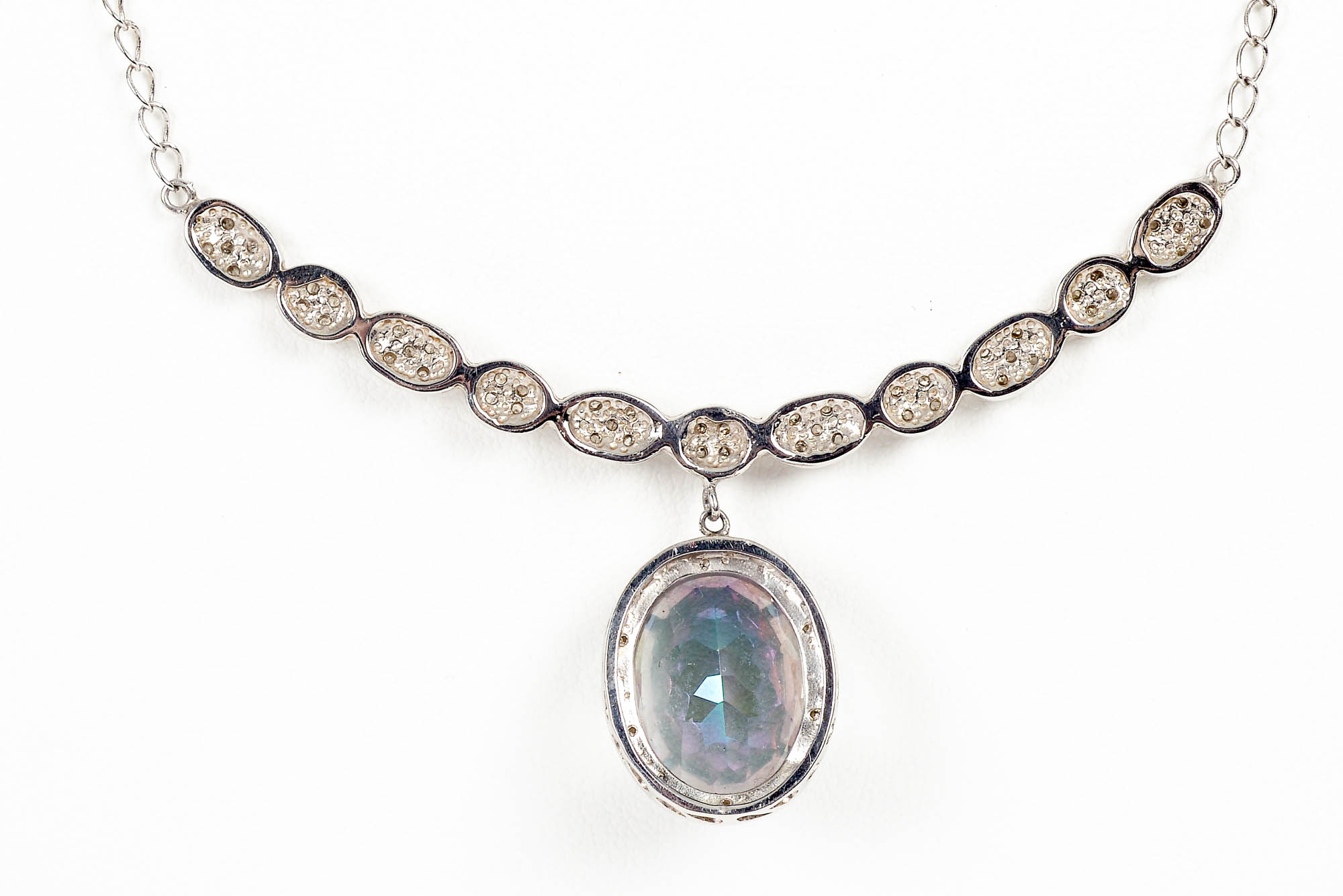 Sterling Silver Necklace with Quartz and Diamonds and Necklace with Amethyst and Quartz