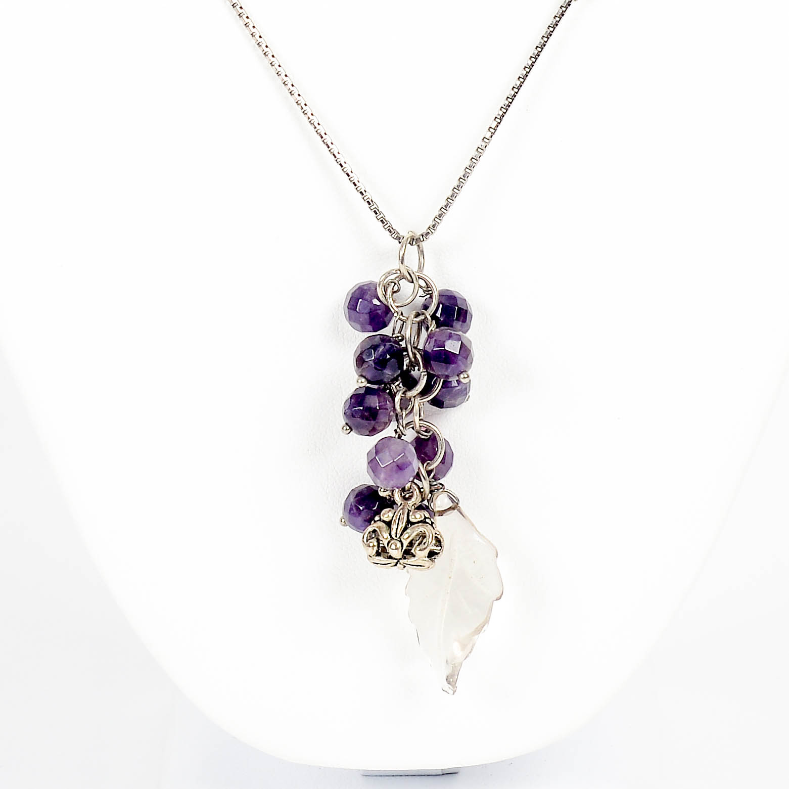 Sterling Silver Necklace with Quartz and Diamonds and Necklace with Amethyst and Quartz