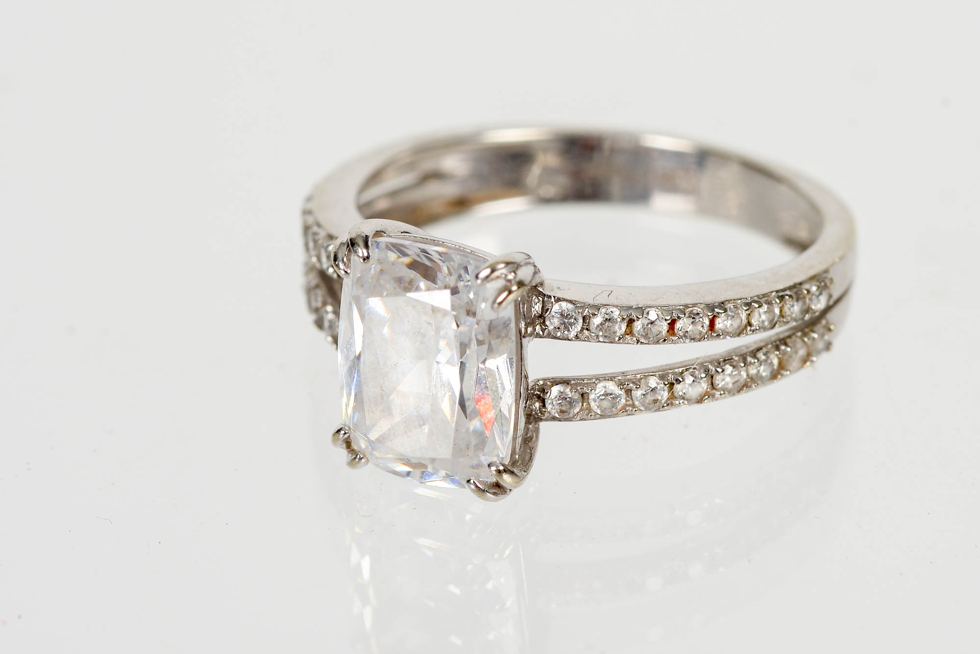 14K White Gold Ring with Cubic Zirconia