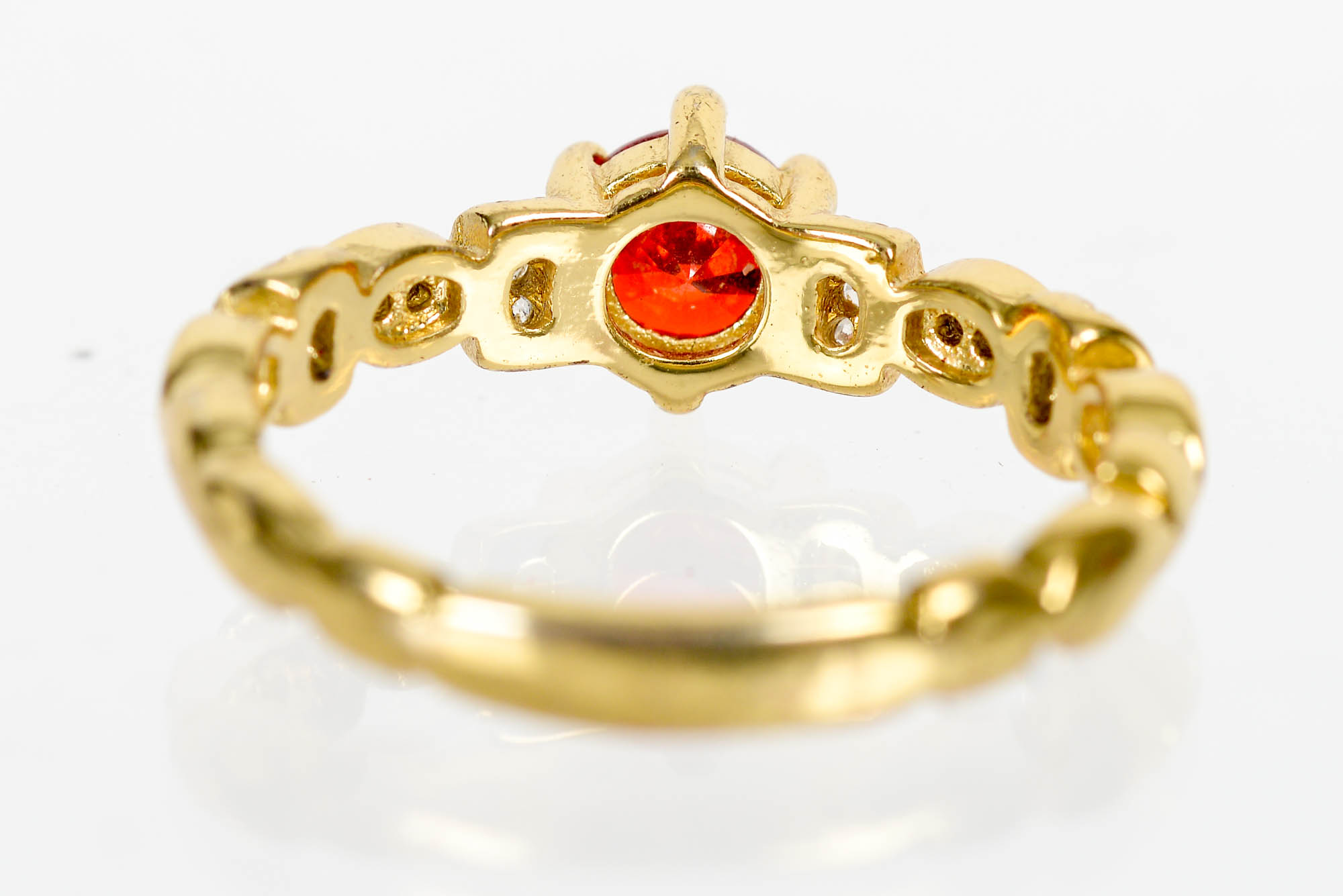 Gold-Plated Ring With Spessartite Garnet and Cubic Zirconia