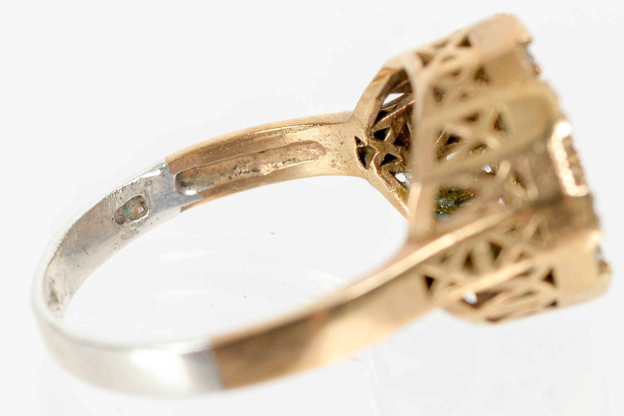 10K Gold Ring With Synthetic Ruby, Cubic Zirconia, and Glass