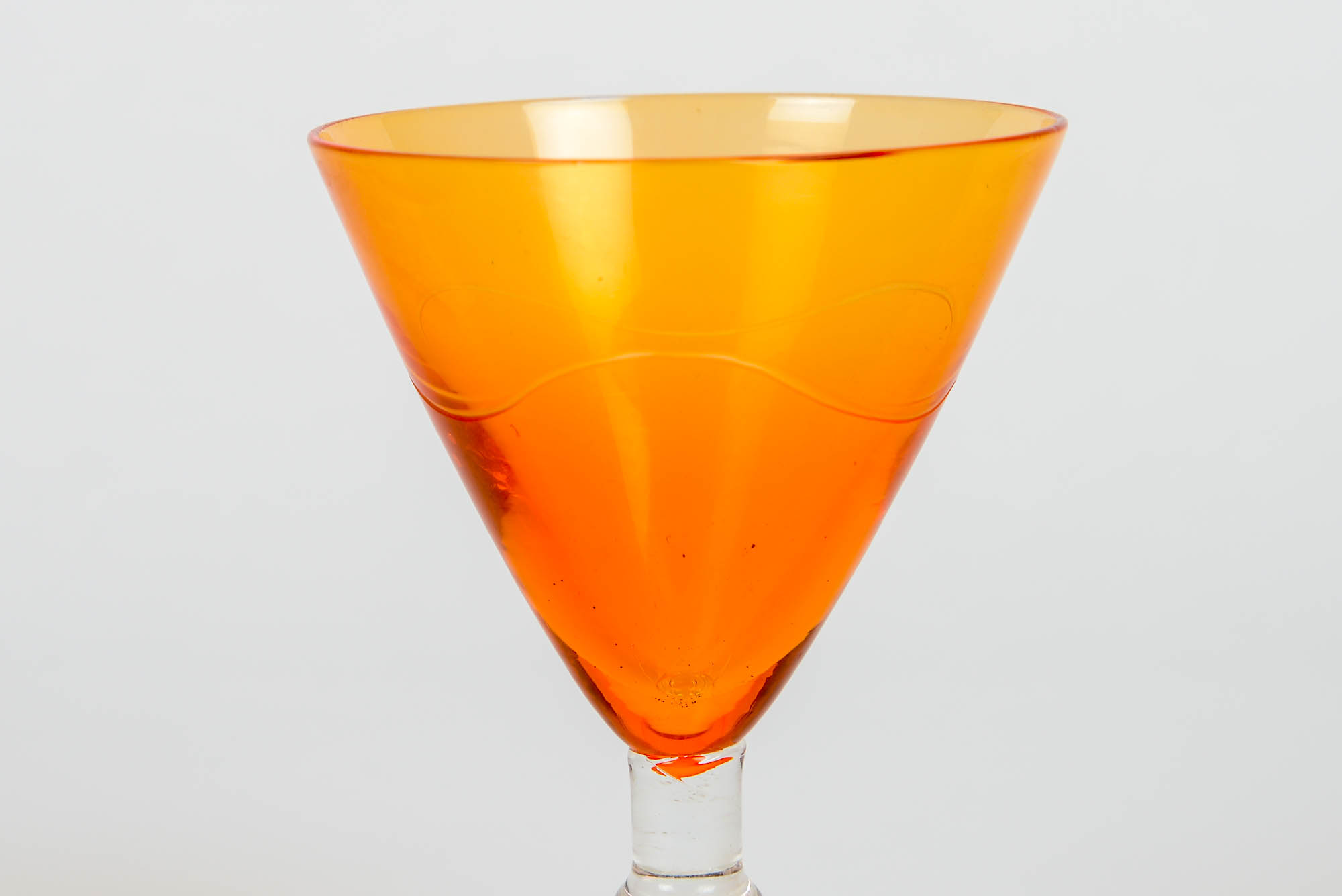 Vintage French 1970 Gran Gala Triple Orange Crystal Cocktail Liquor Glasses