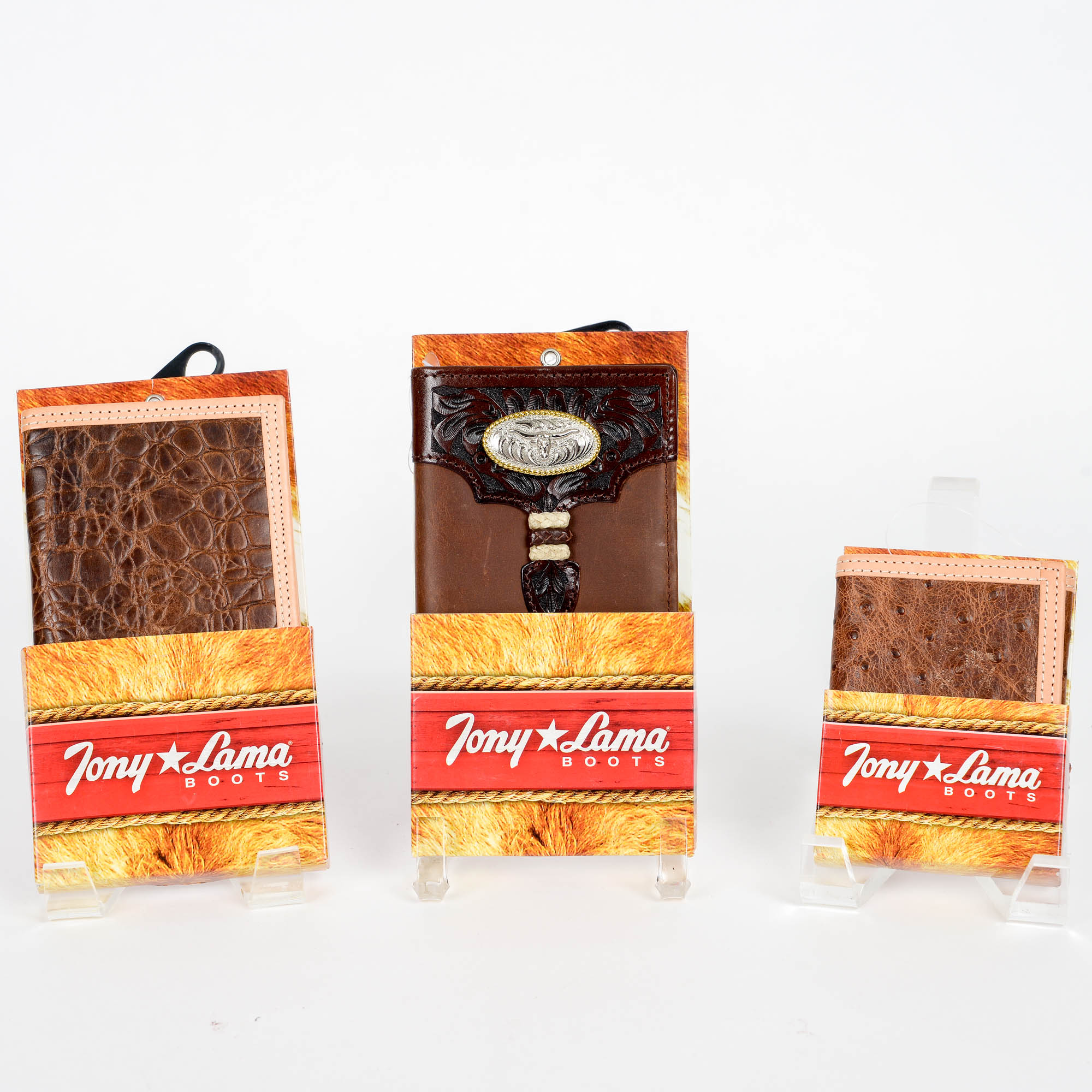 Collection of Leather Tony Lama Boots Wallets