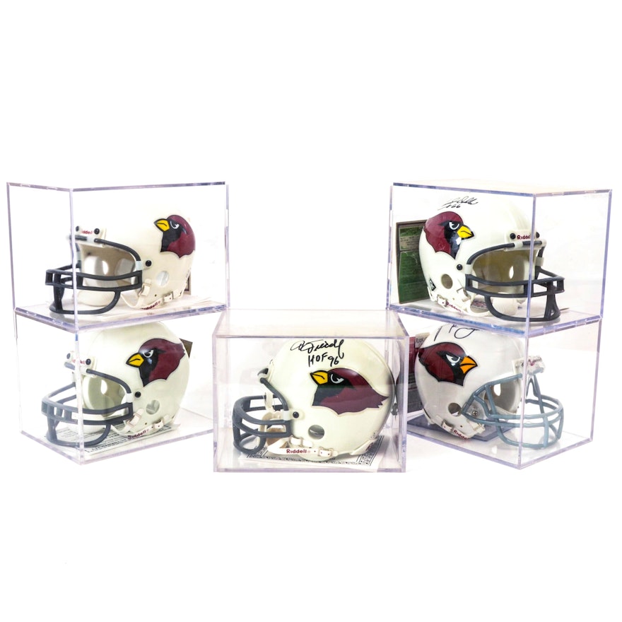 Collection of Arizona Cardinals Autographed Mini Helmets