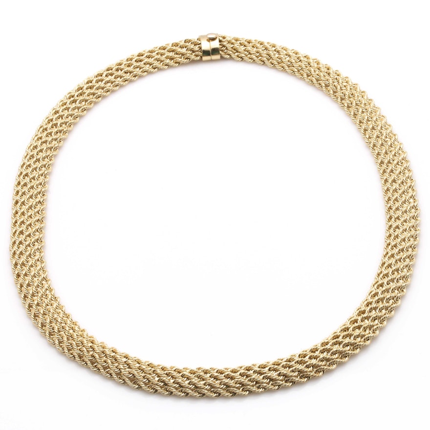 18K Yellow Gold Rope Chain Necklace