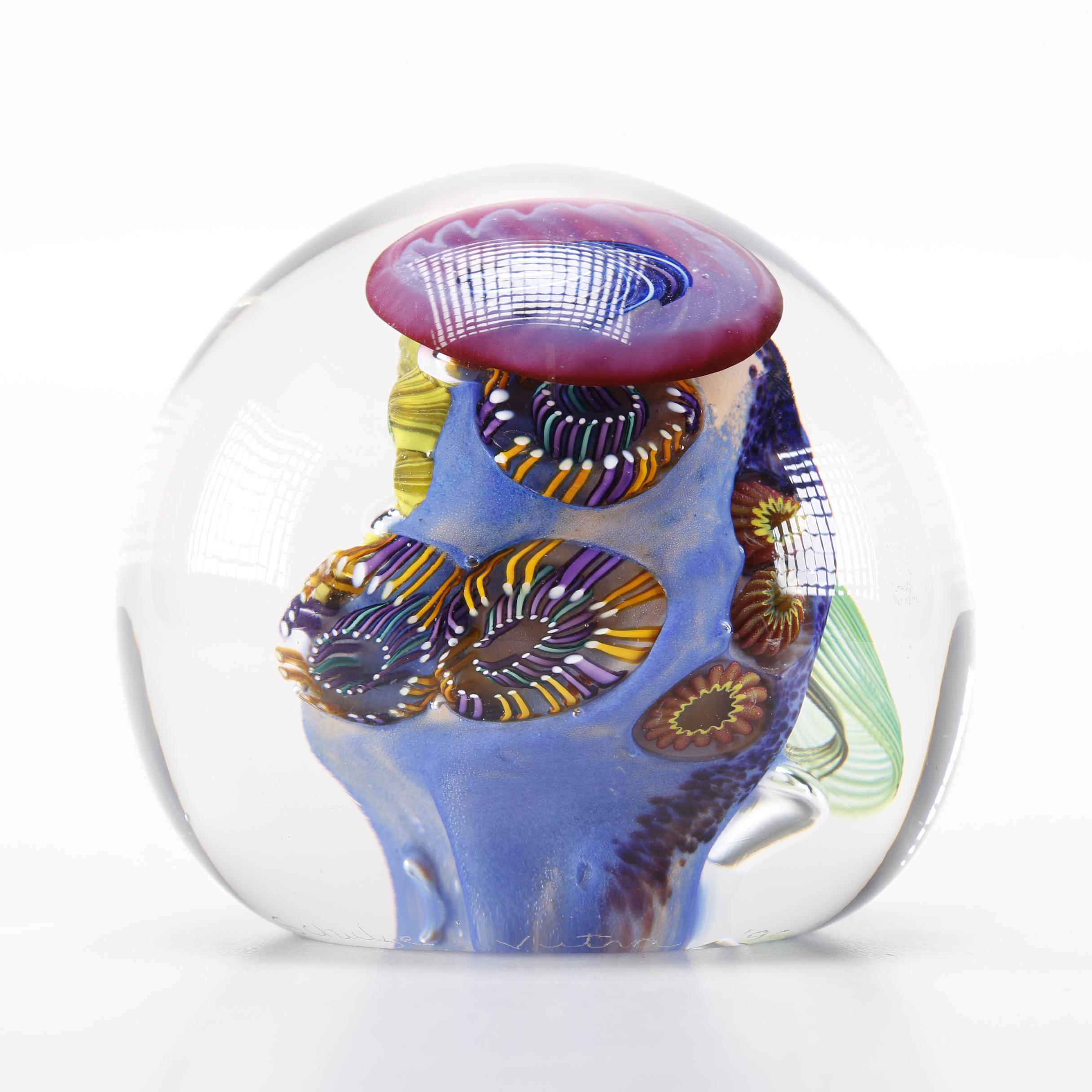Aro Schulze Signed Tidepool Paperweight Titled "Vitra"