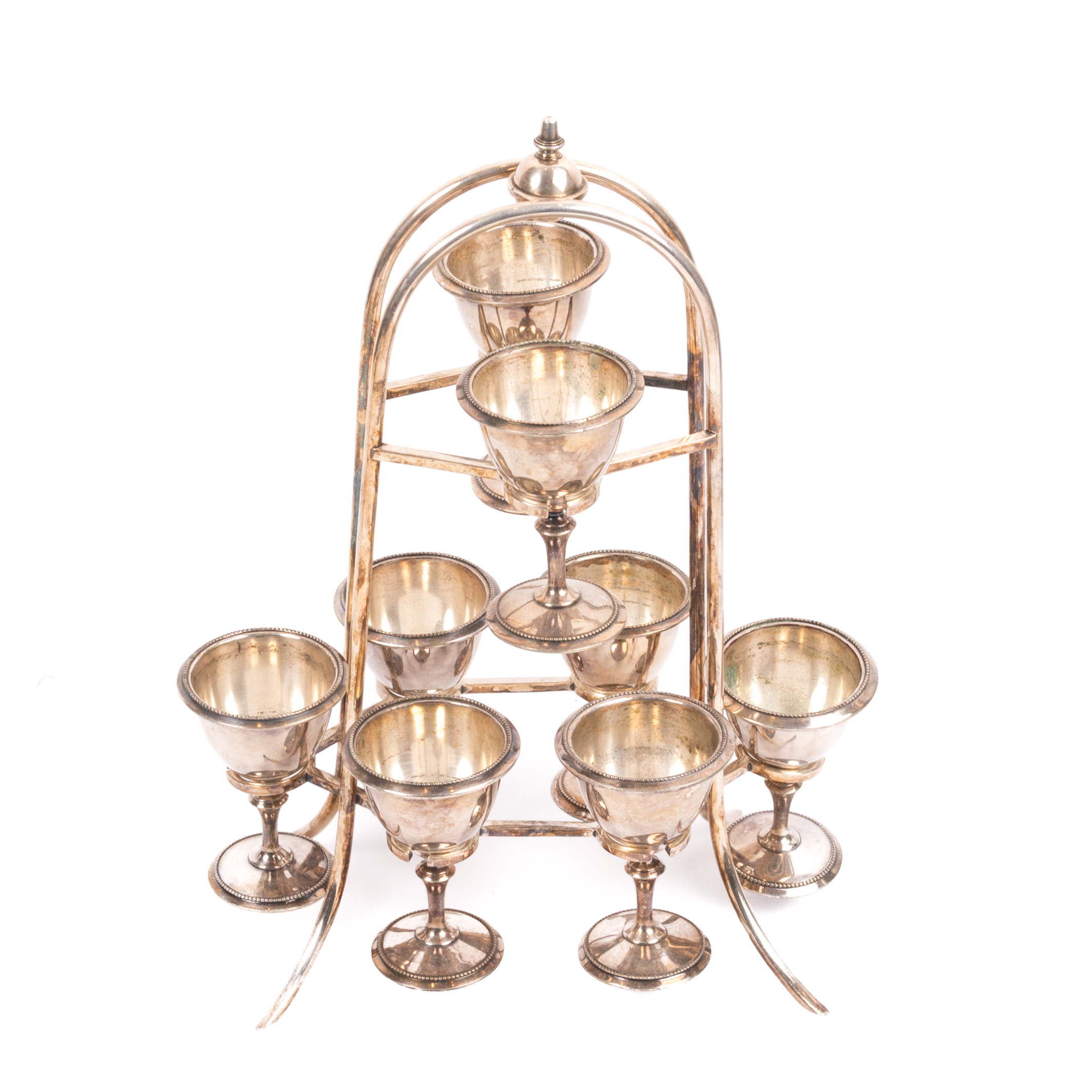 Meriden Britannia Plated Silver Egg Cups with Holder