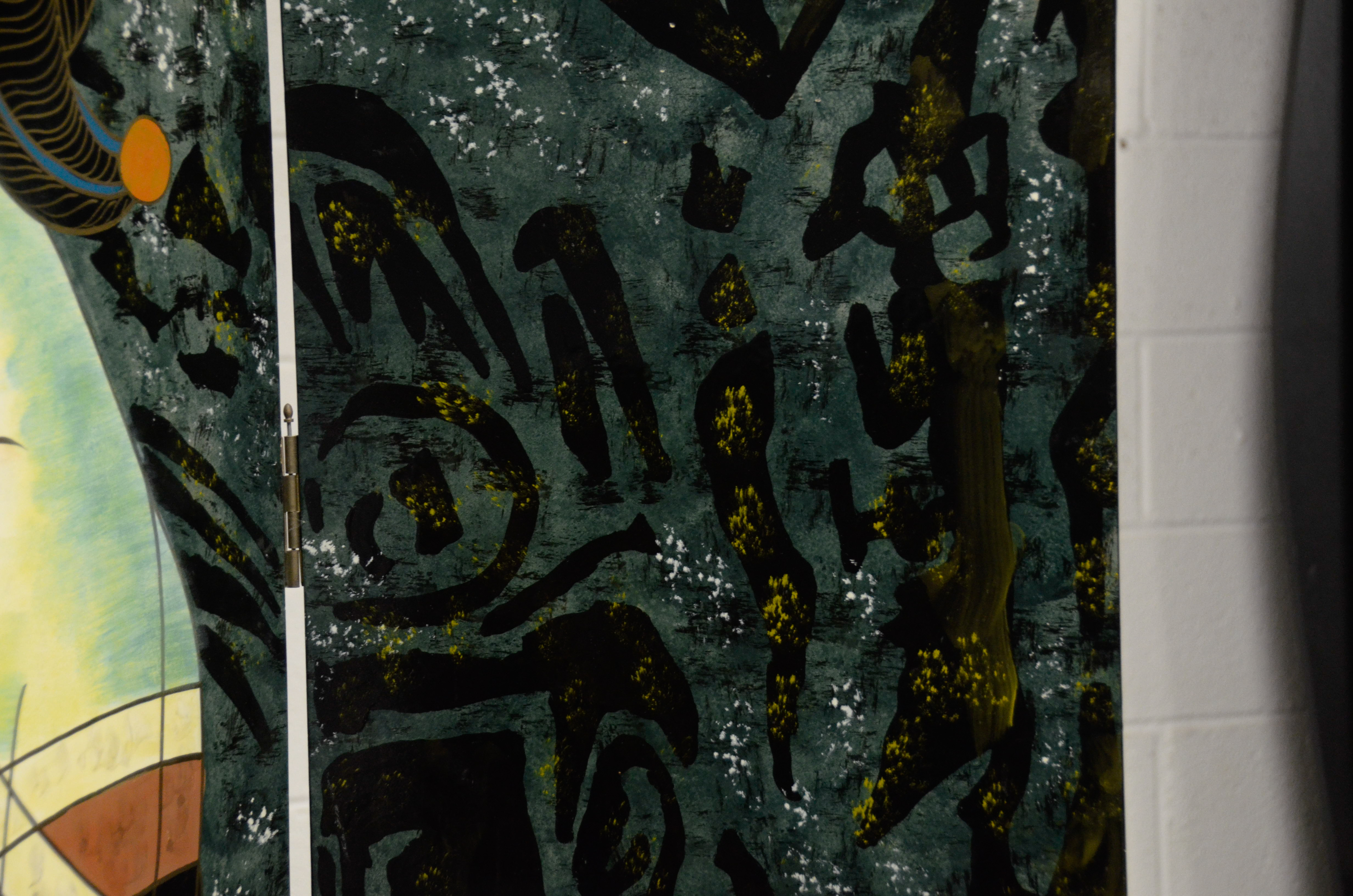 Contemporary Chinese Paneled Room Divider Screen