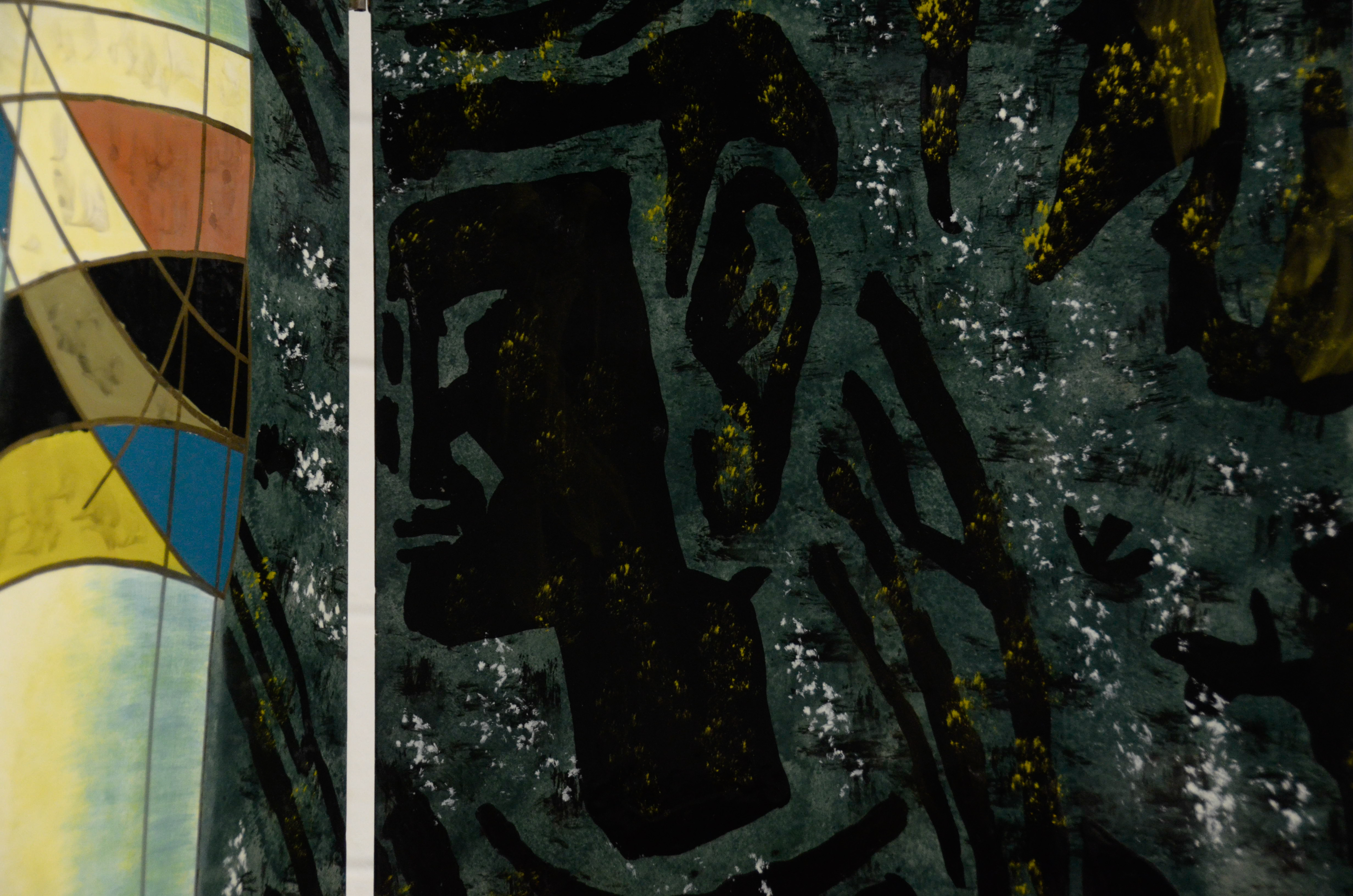 Contemporary Chinese Paneled Room Divider Screen