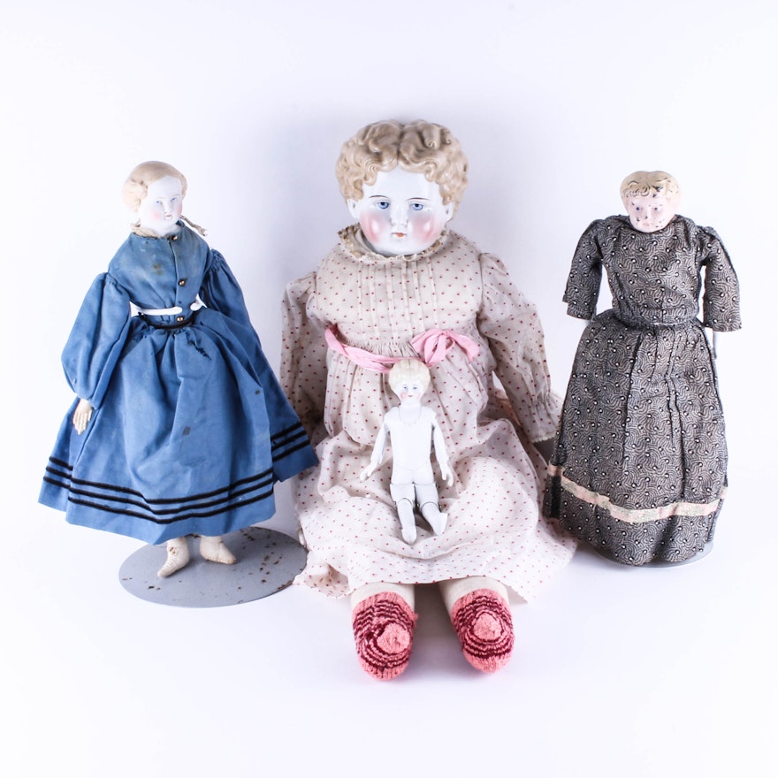 Assortment of Four Antique or Vintage China Dolls