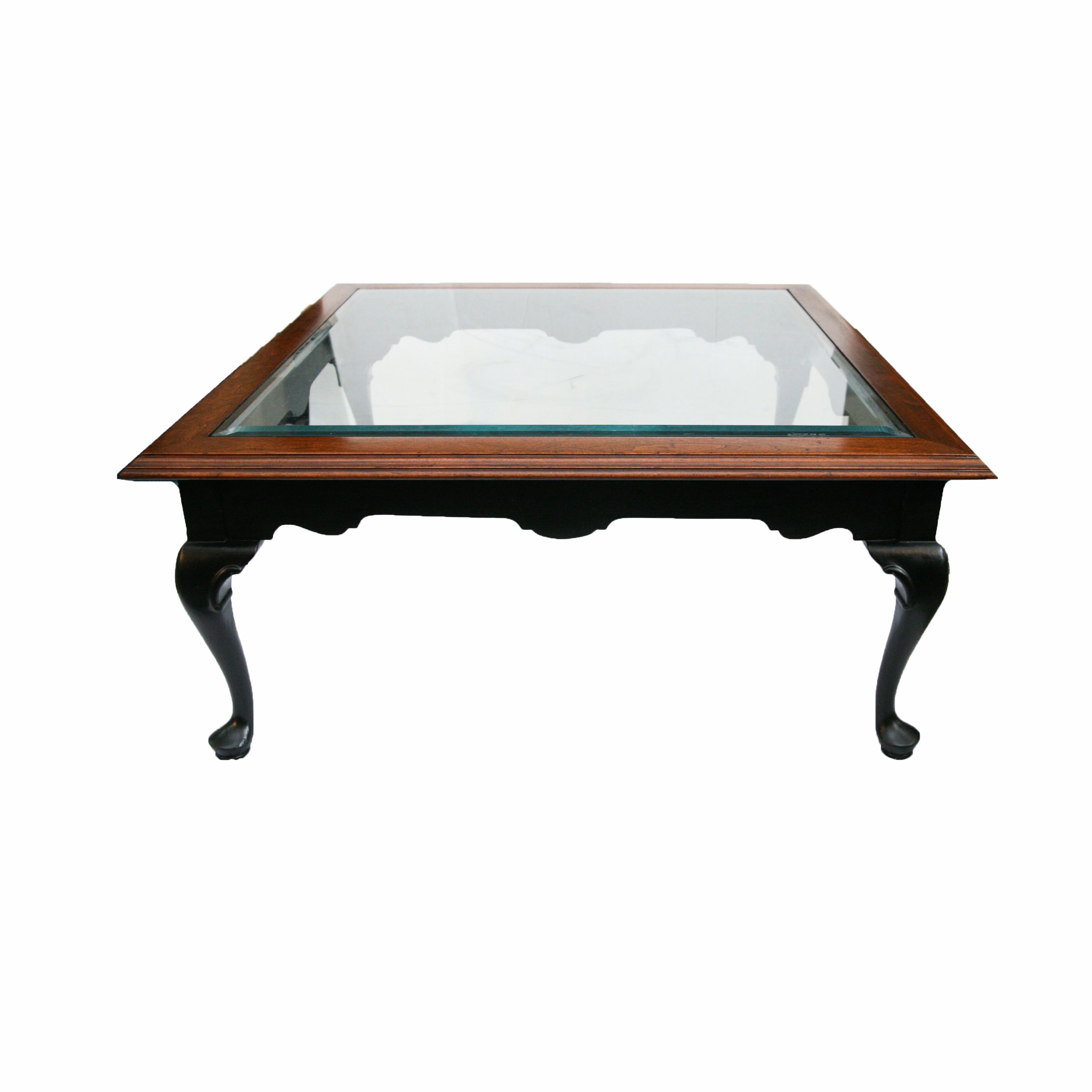 Contemporary Queen Anne Style Coffee Table With Glass Top