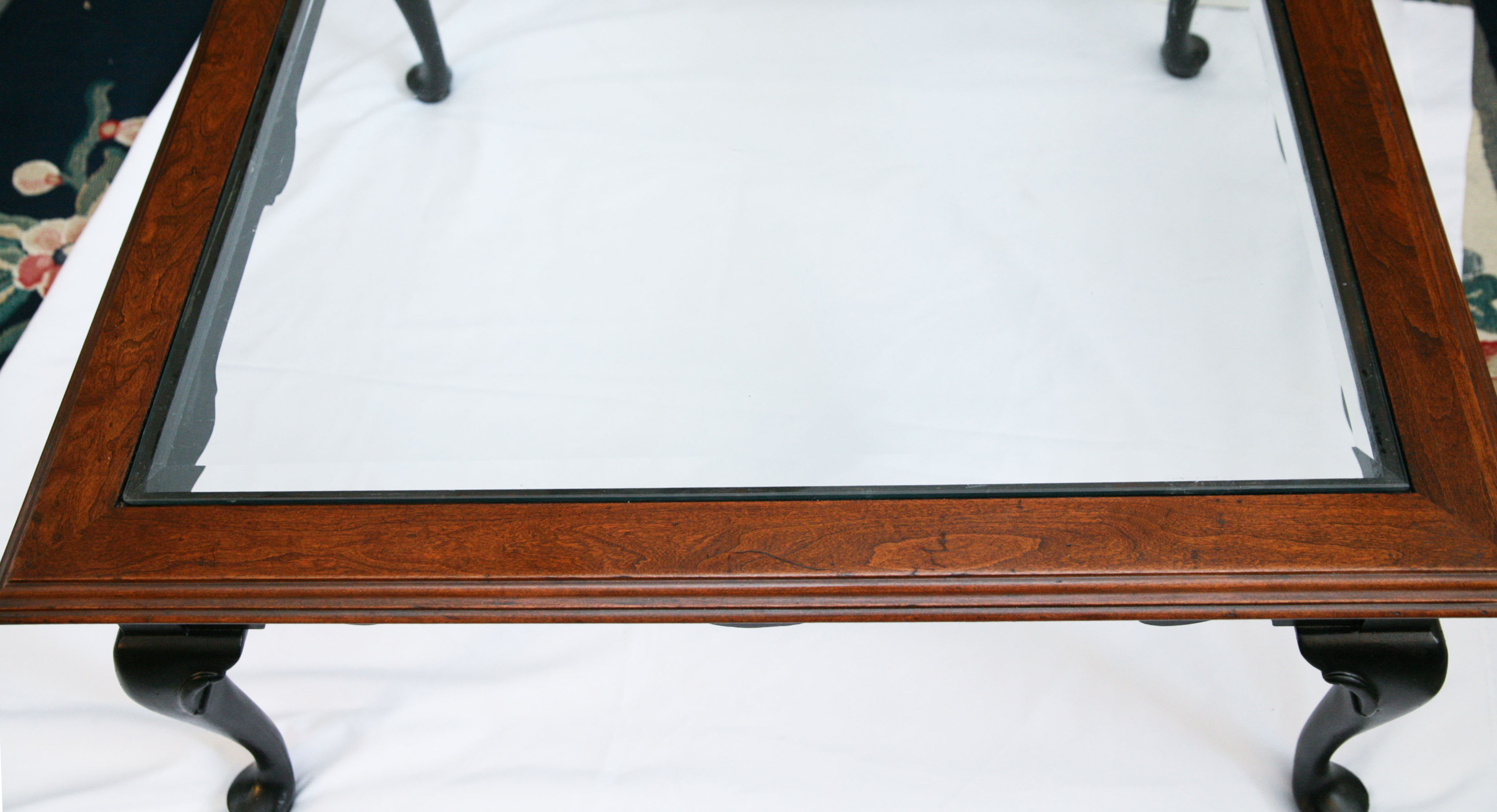 Contemporary Queen Anne Style Coffee Table With Glass Top