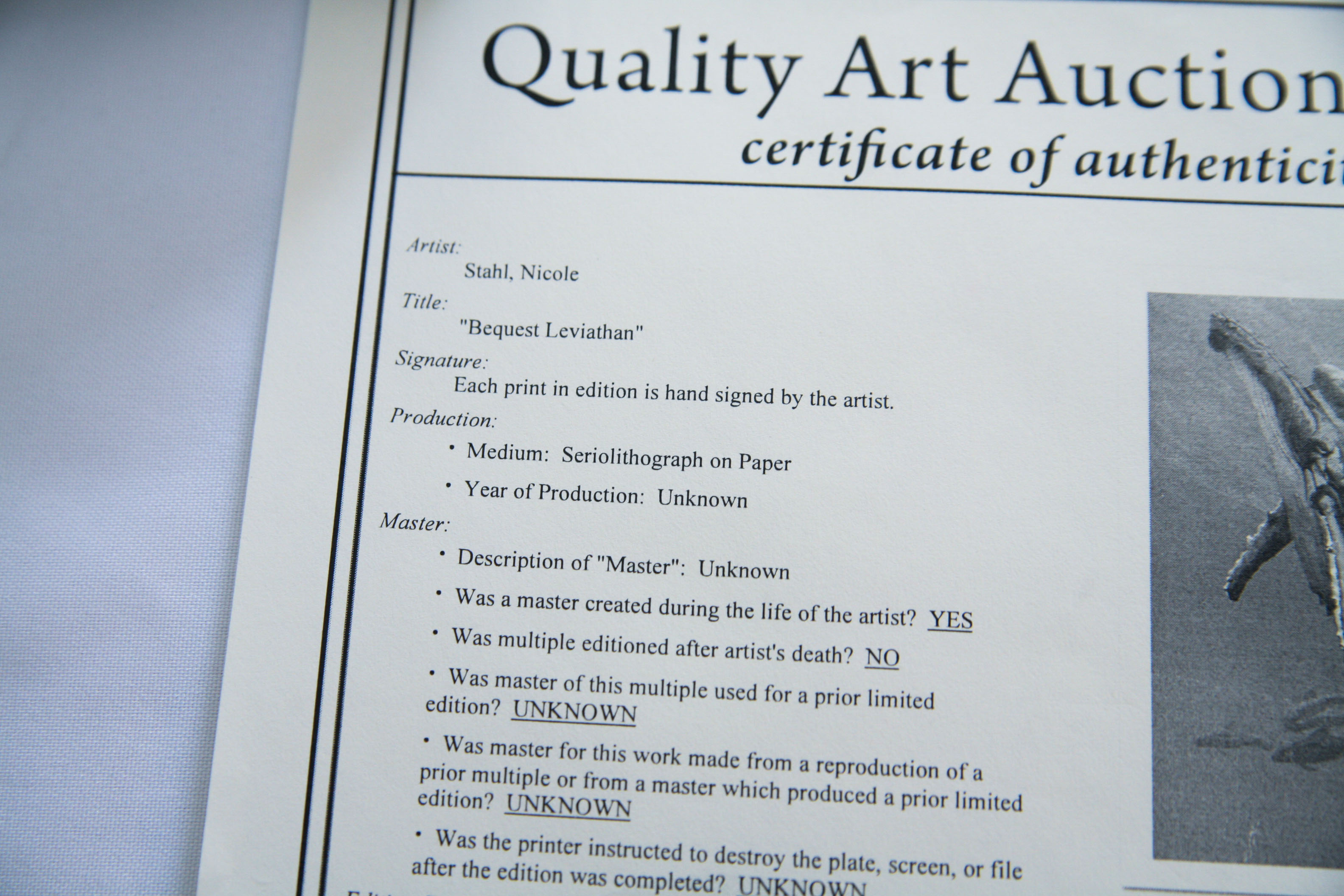 Signed Seriolithograph by Nicole Stahl