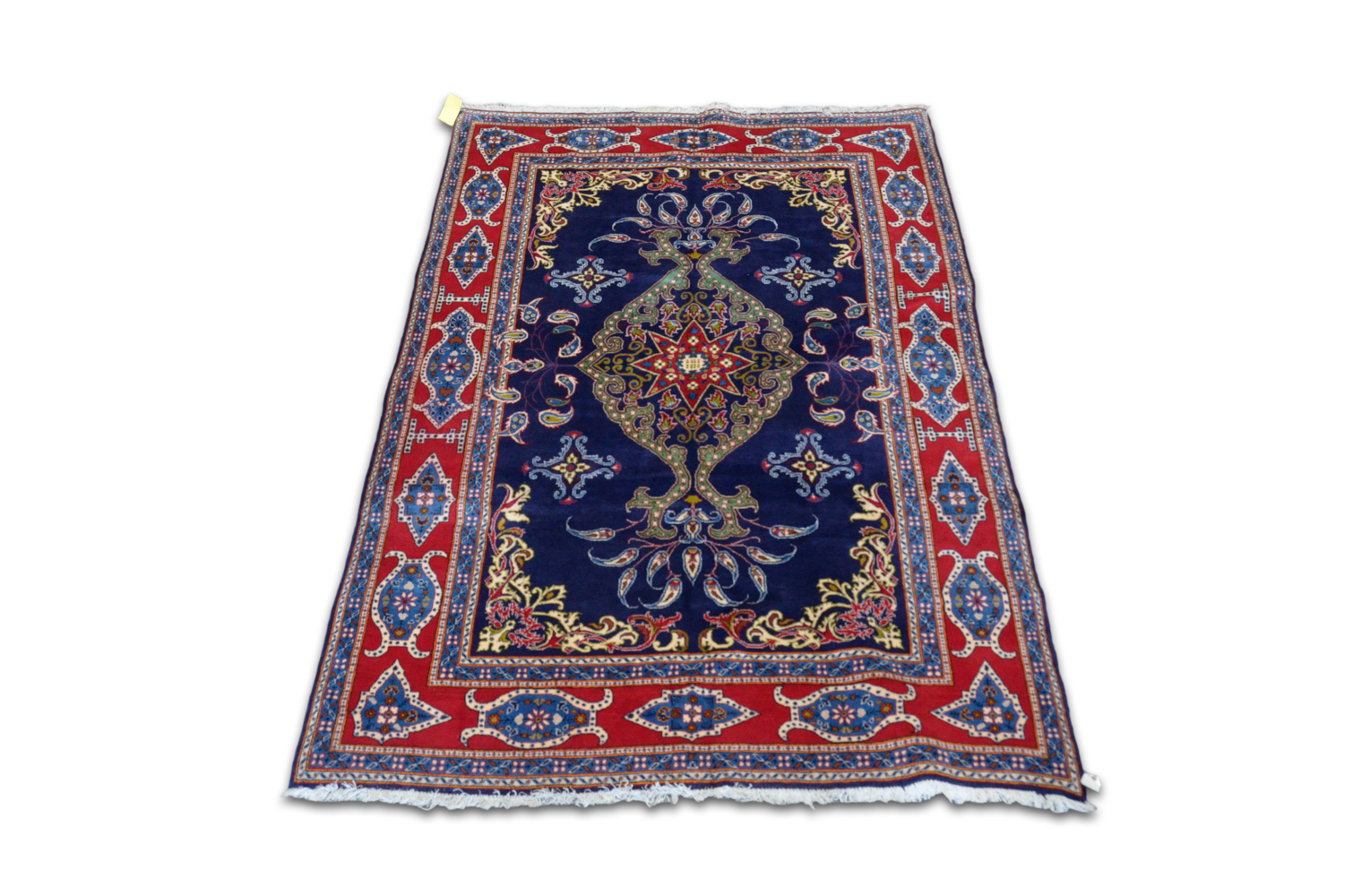 Hand-Knotted Wool Yazd Area Rug