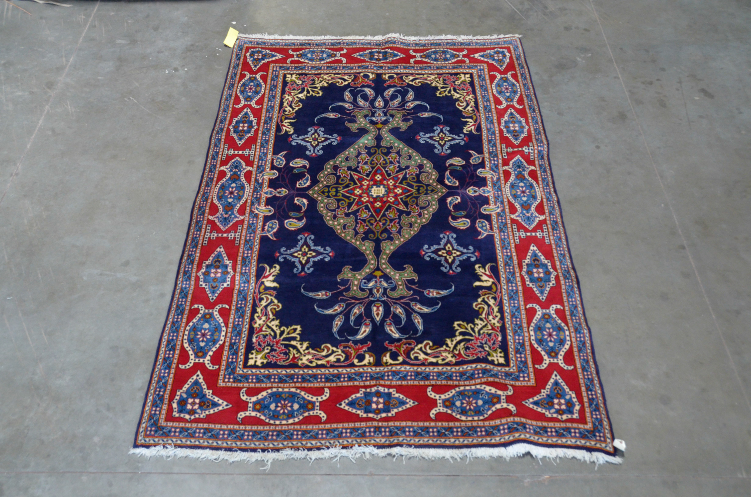Hand-Knotted Wool Yazd Area Rug