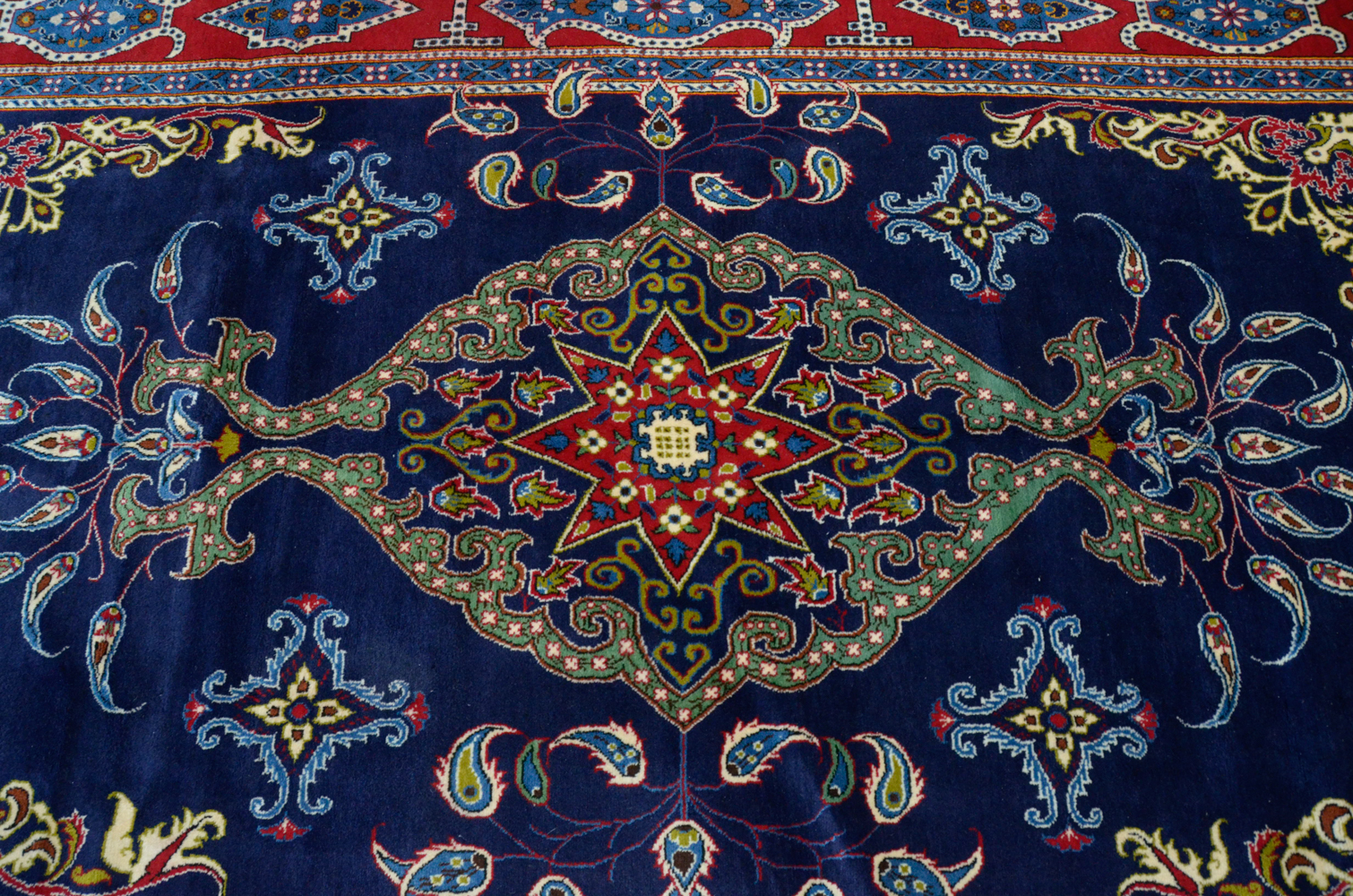 Hand-Knotted Wool Yazd Area Rug