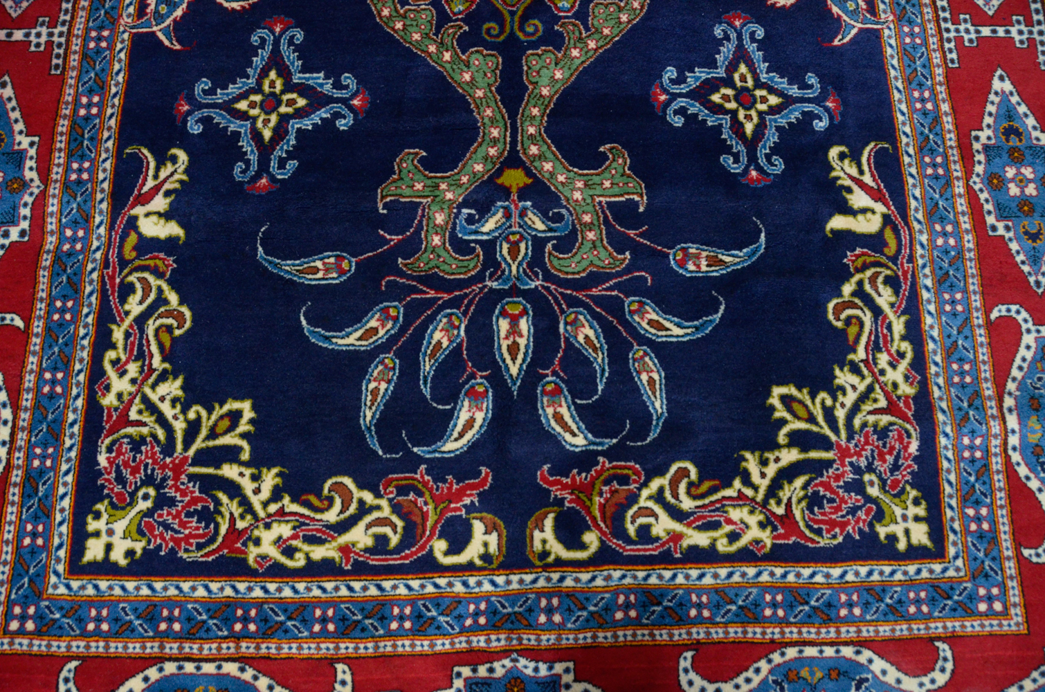 Hand-Knotted Wool Yazd Area Rug