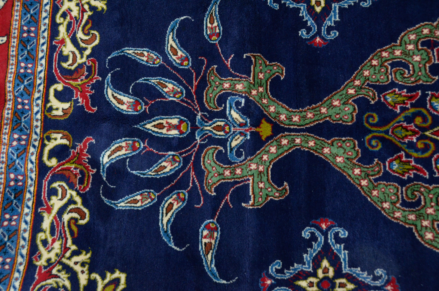 Hand-Knotted Wool Yazd Area Rug