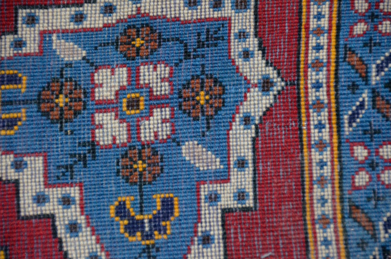 Hand-Knotted Wool Yazd Area Rug