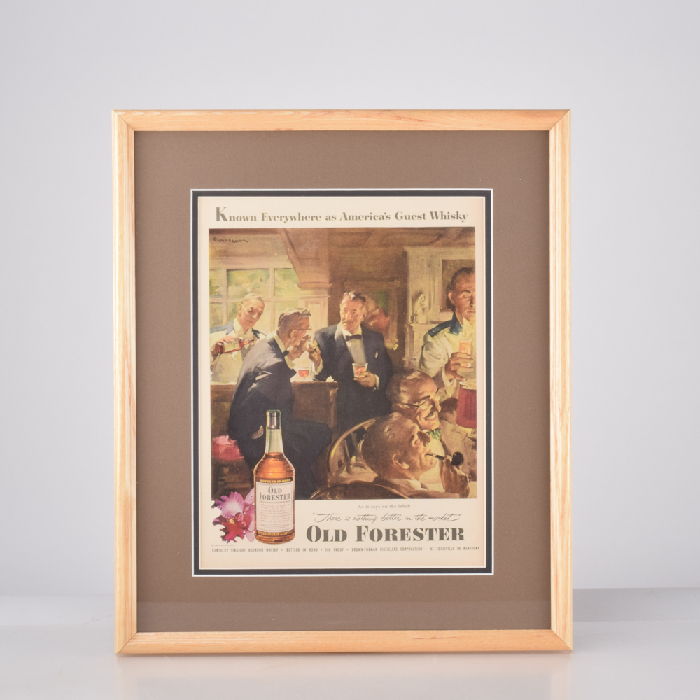 Framed Vintage Magazine Advertisement for Old Forester