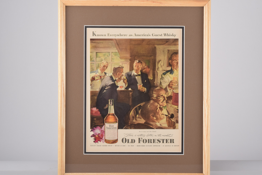 Framed Vintage Magazine Advertisement for Old Forester