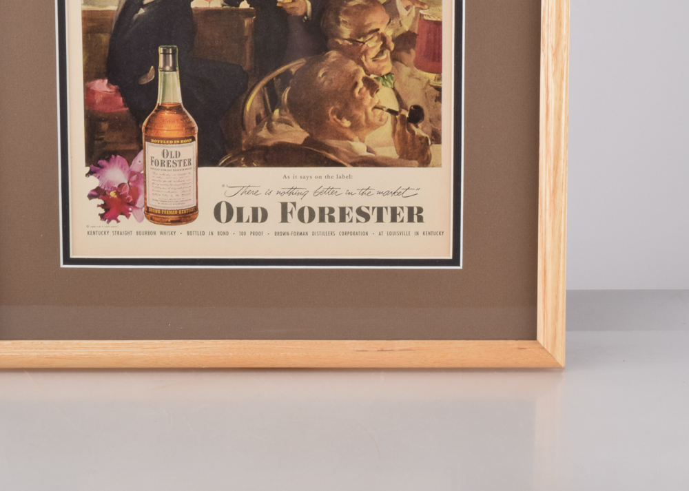 Framed Vintage Magazine Advertisement for Old Forester