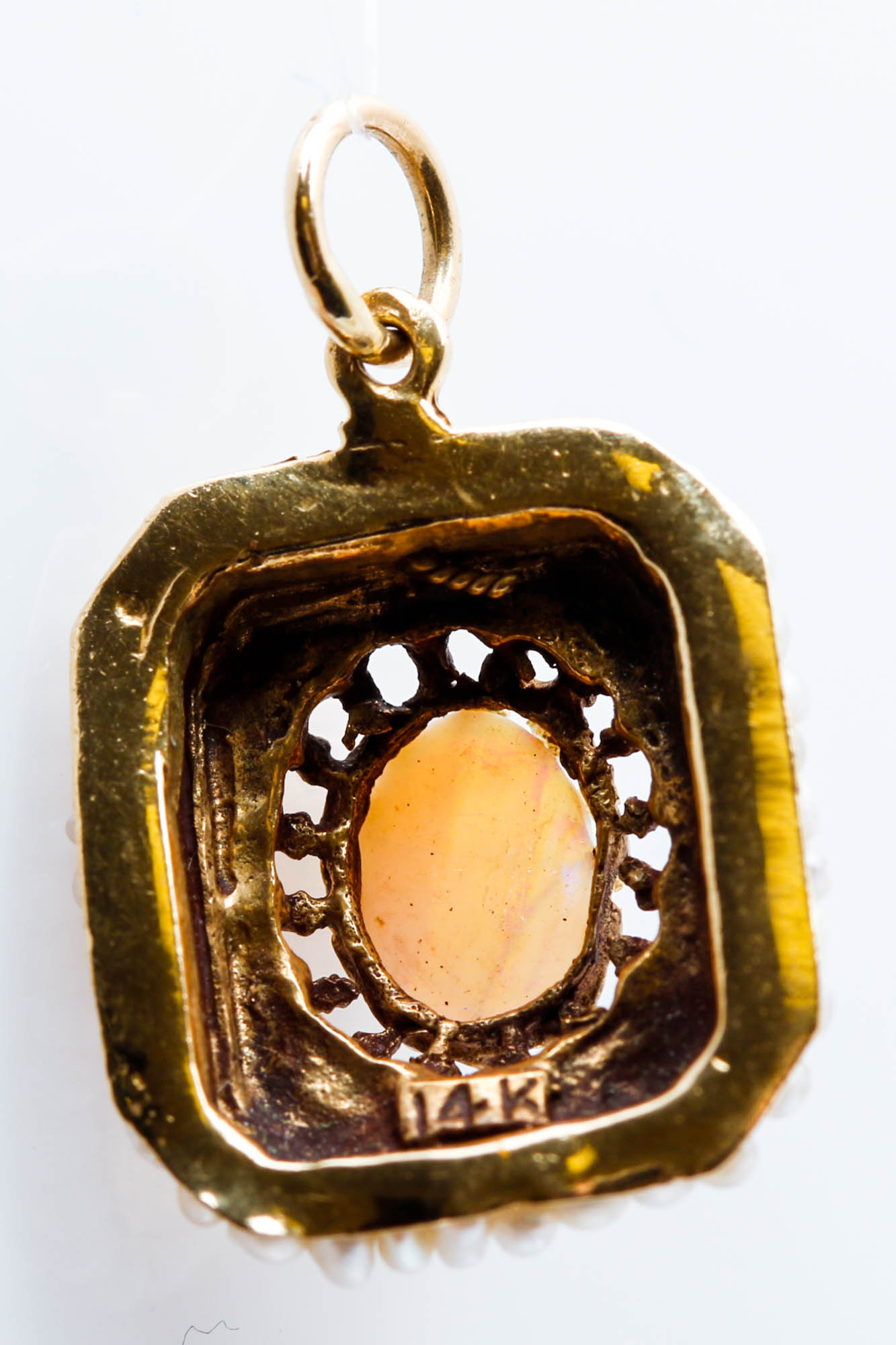 14K Yellow Gold Opal and Pearl Pendant